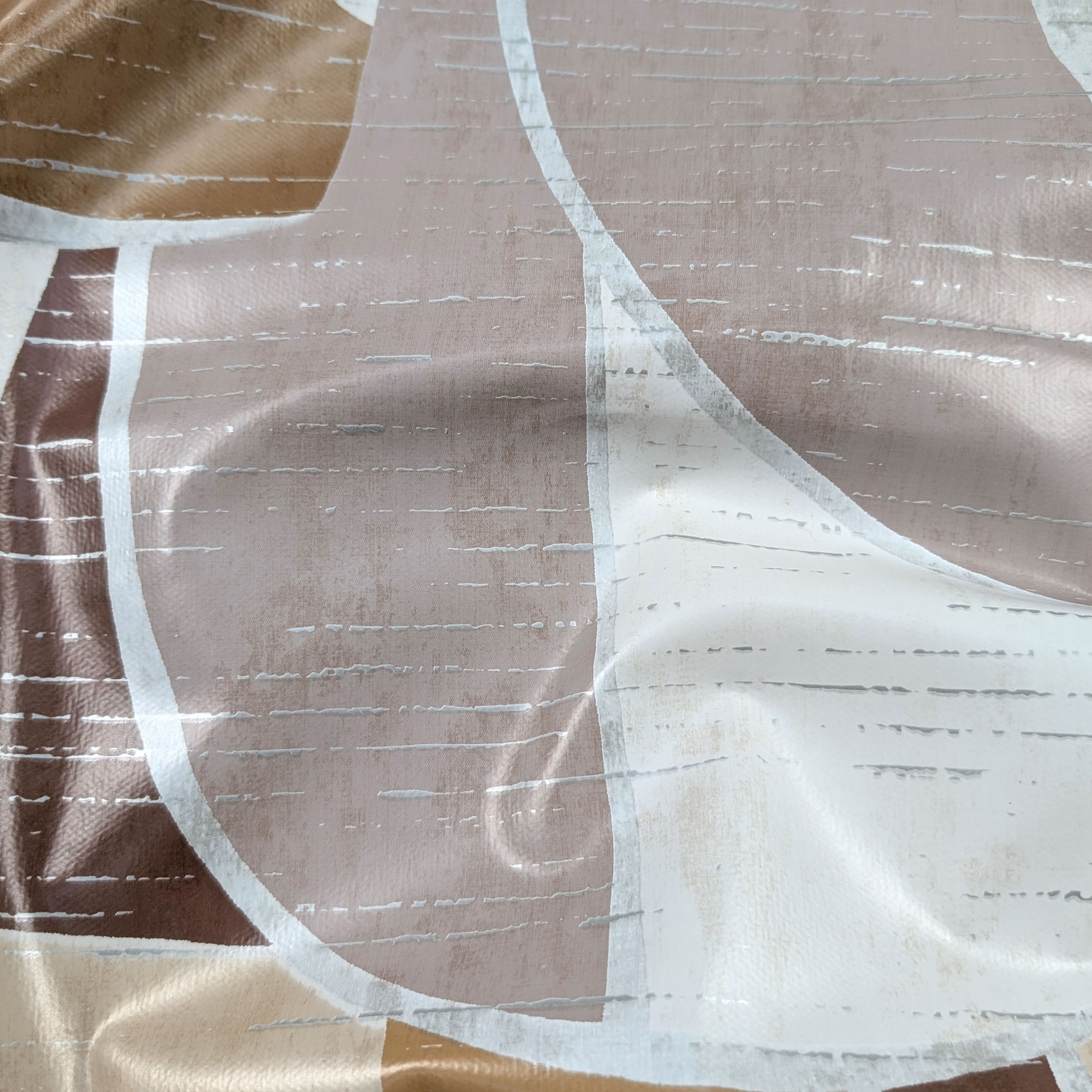 Fabric for Plastic-coated Tablecloth Geometrical Brown Tones Image