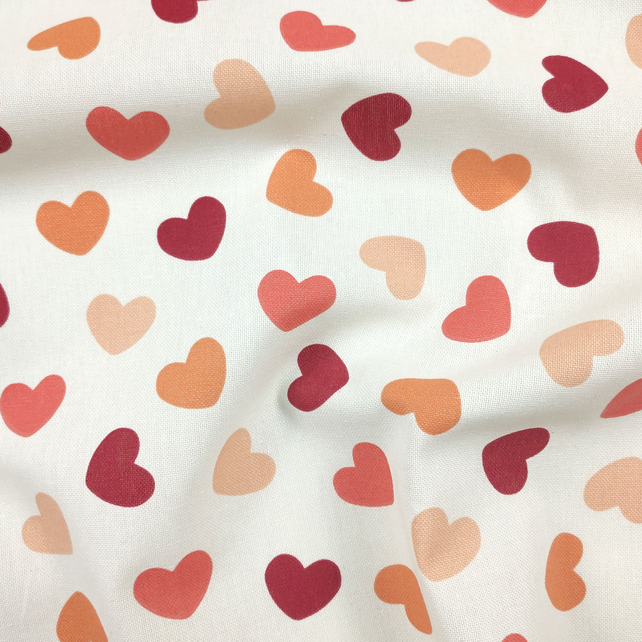 Panama fabric Hearts Red Tones Image