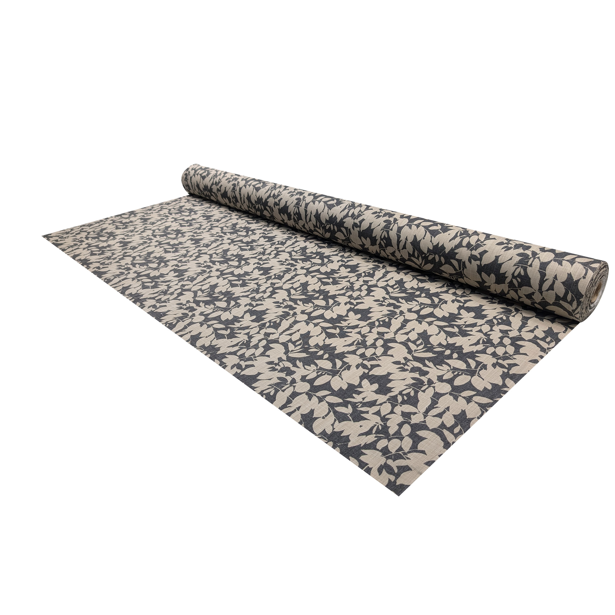 Cotton Linen Decor Leaves Background Anthracite Image