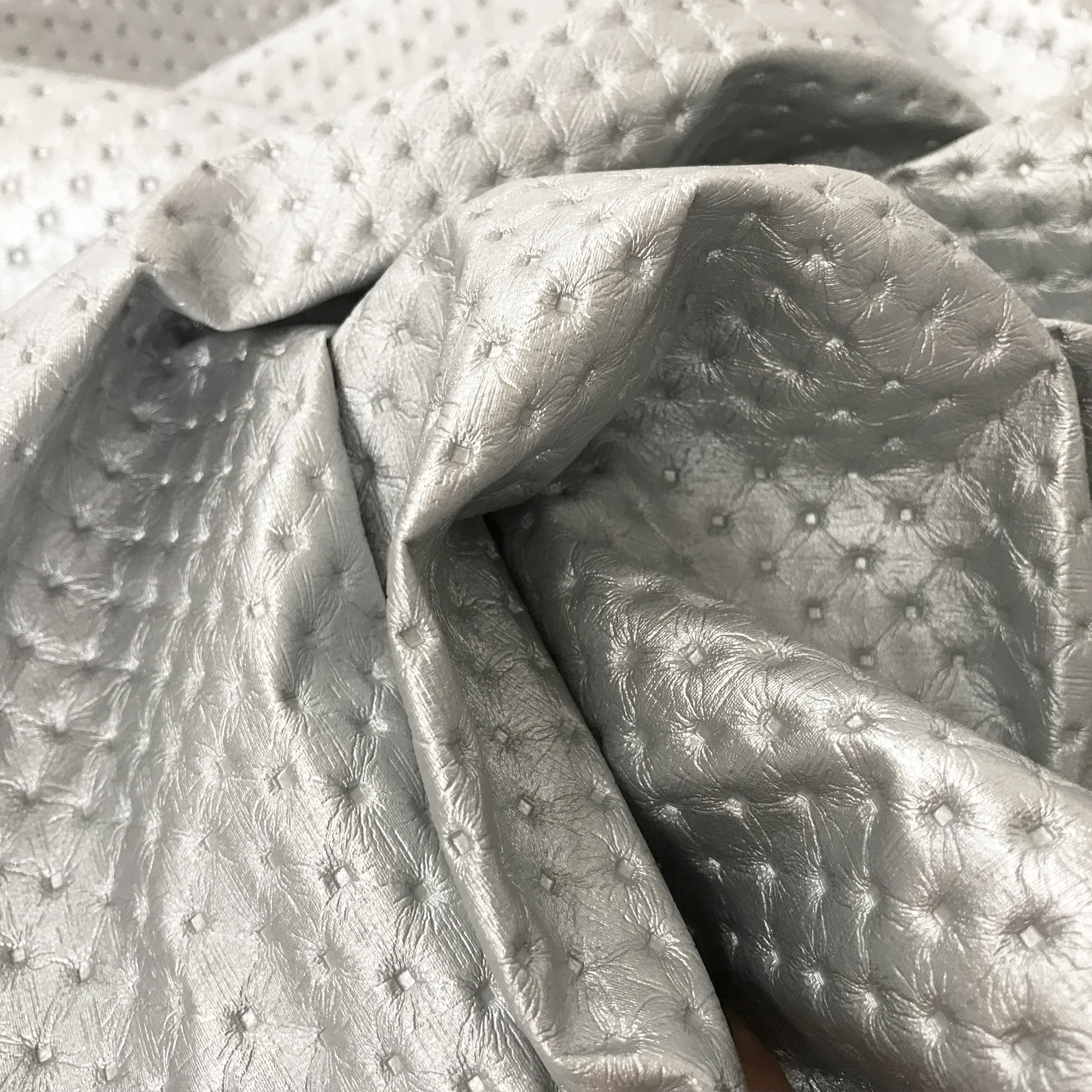Faux Leather Quilted Silver Image