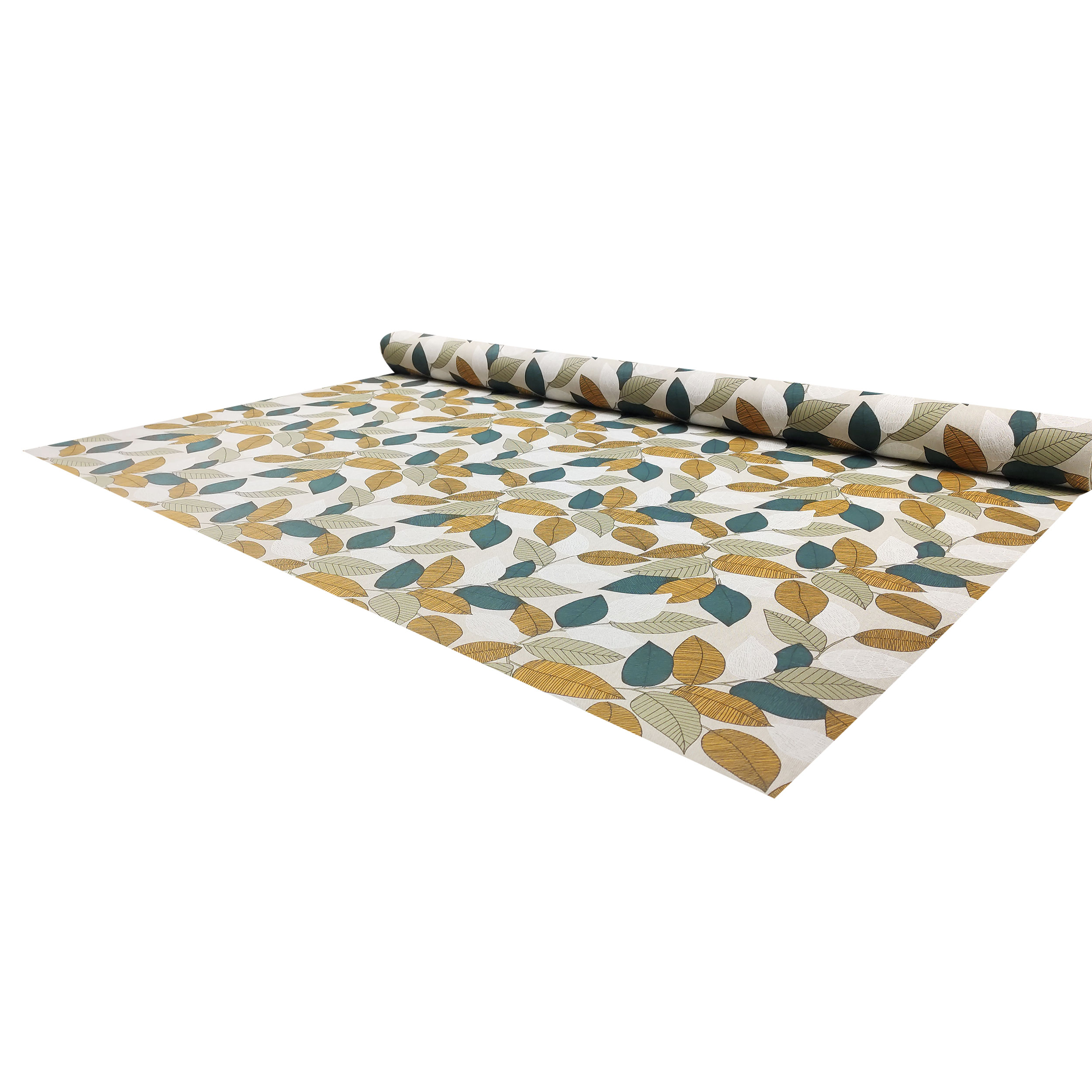 Resin Tablecloth Fabric Foliage Ochre Petroleum