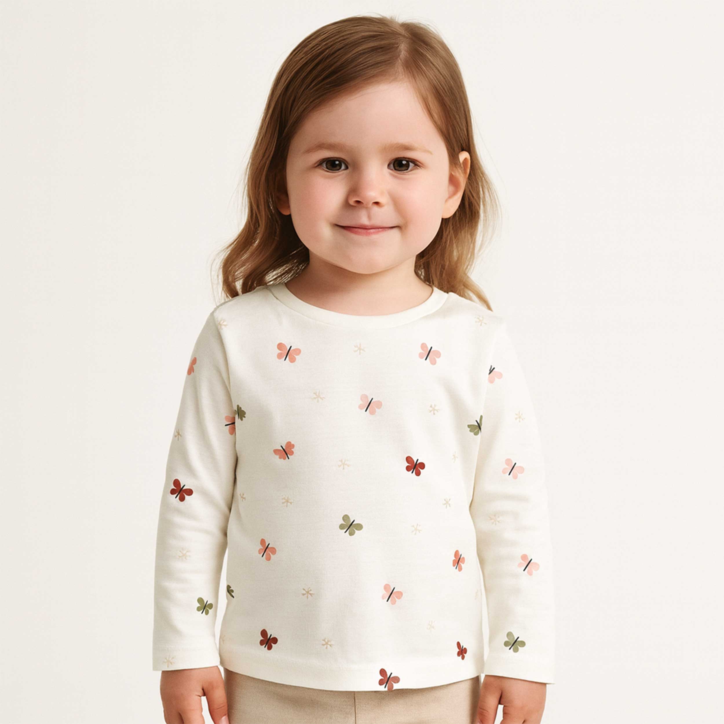 Jersey Cotton White Small Butterflies Image