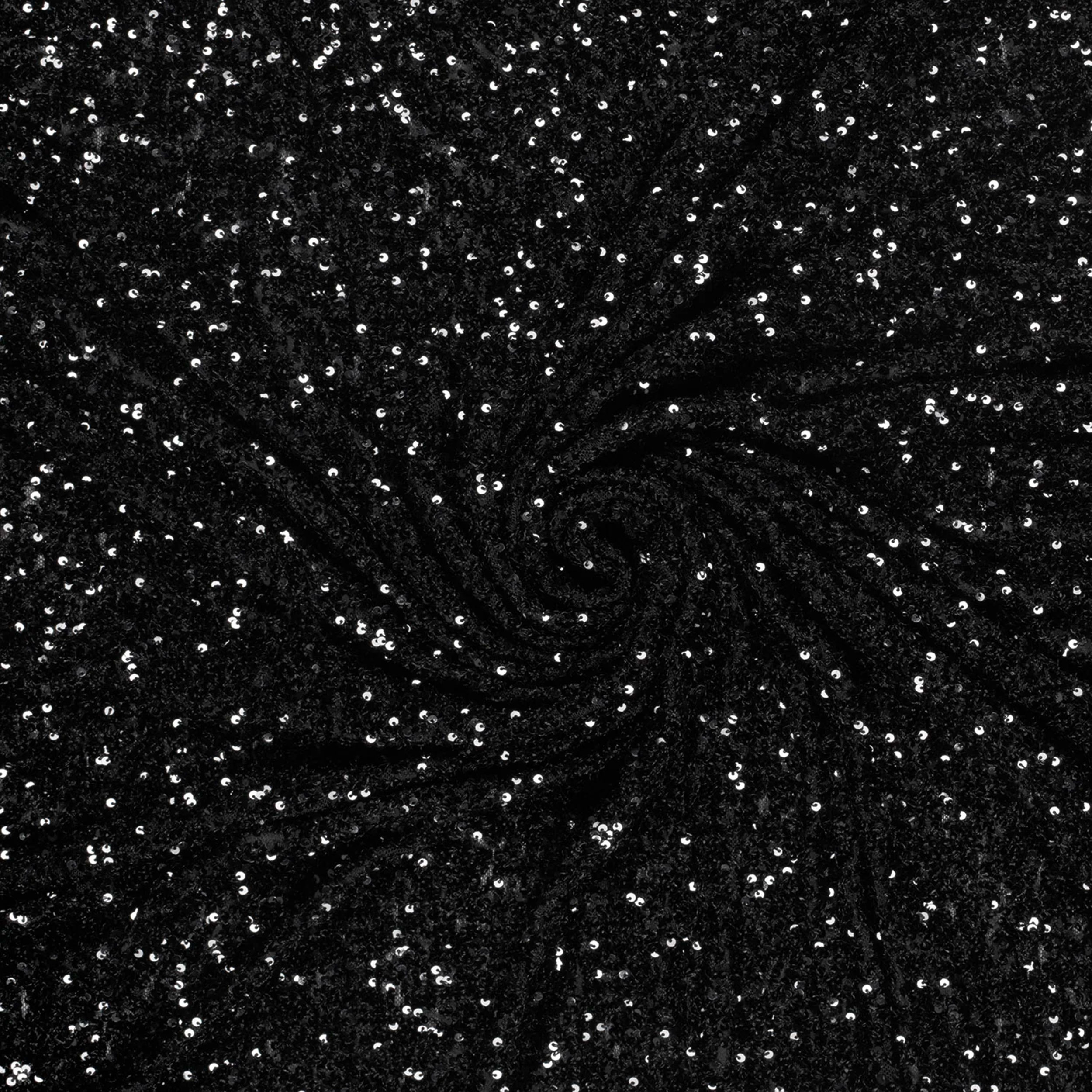 Sequins on Black Stretch Tulle Image