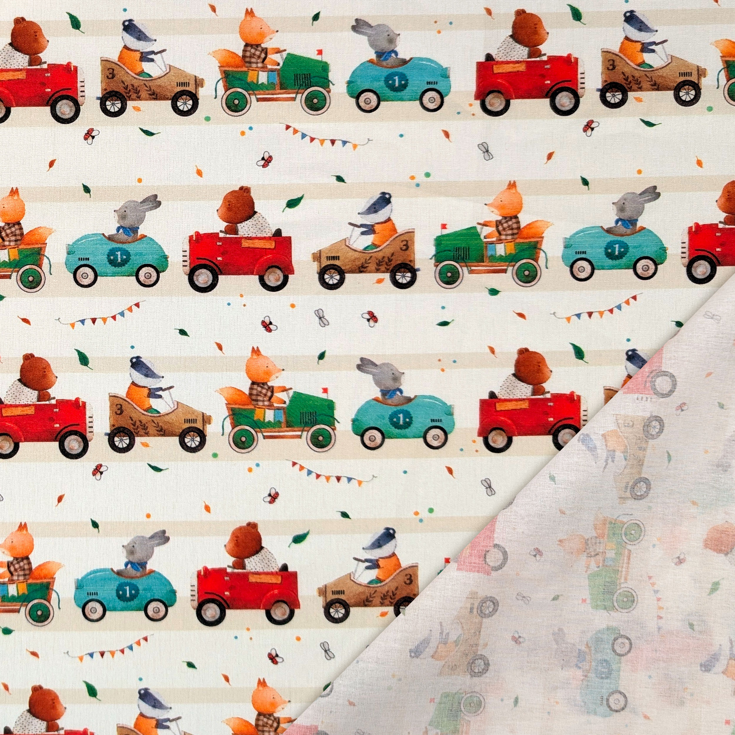 Percale Cotton: Toy Car Race Image