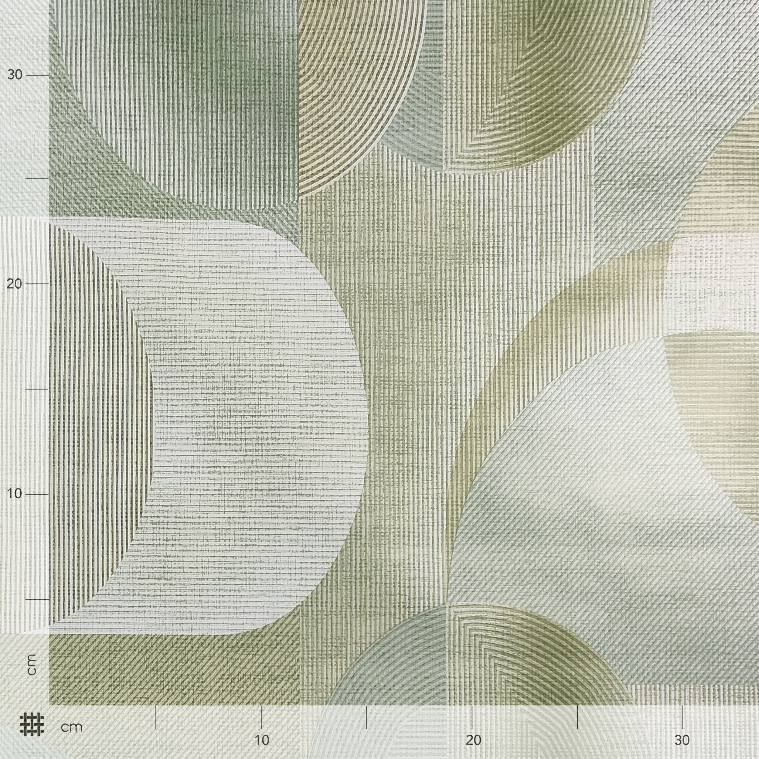 Fabric for Plastic-coated Tablecloth Green Geometric Patterns