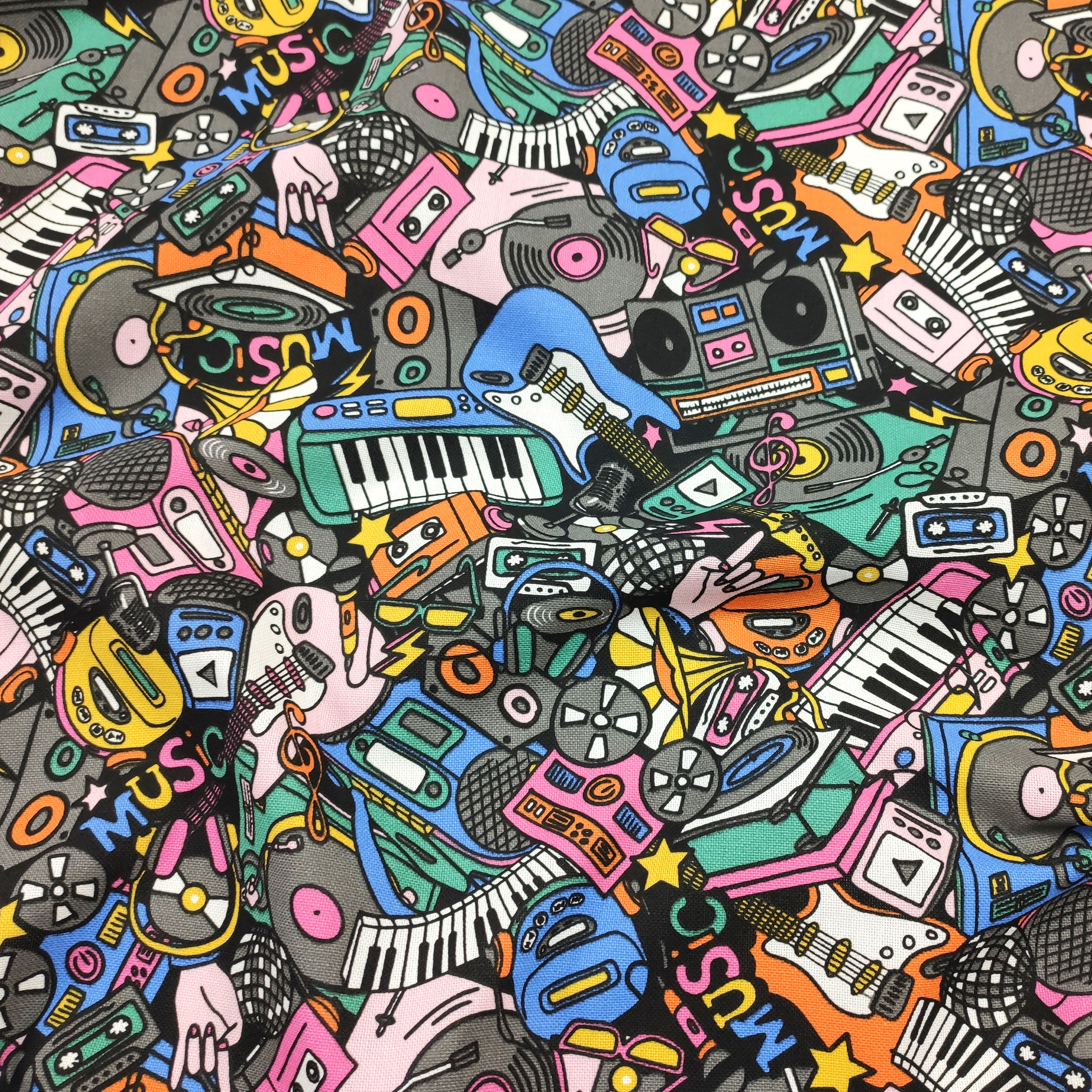 Ausschnitt Panama-Stoff Rockmusik 50x140 cm