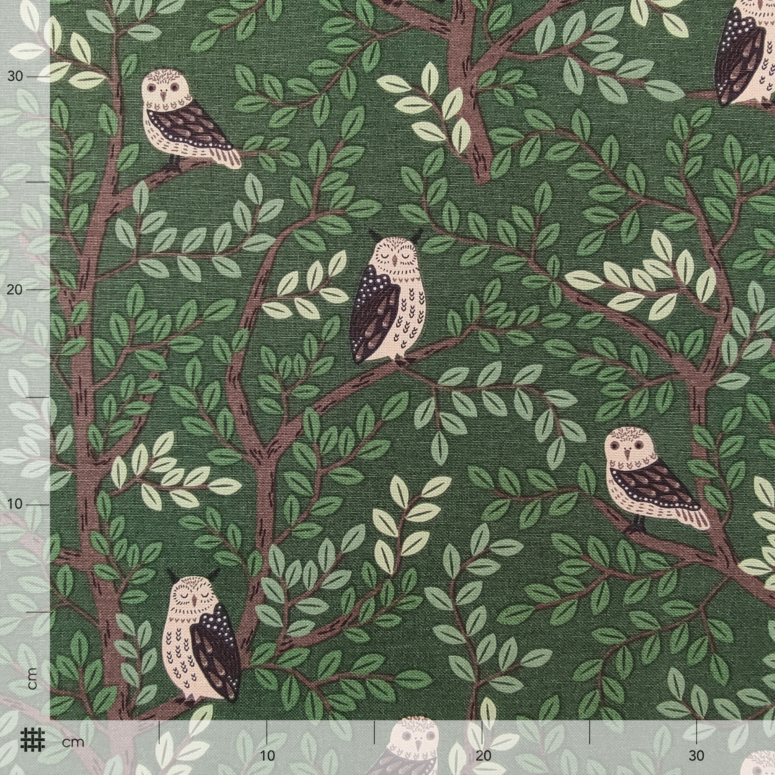 Tissu Panama Motif forêt de hiboux Image