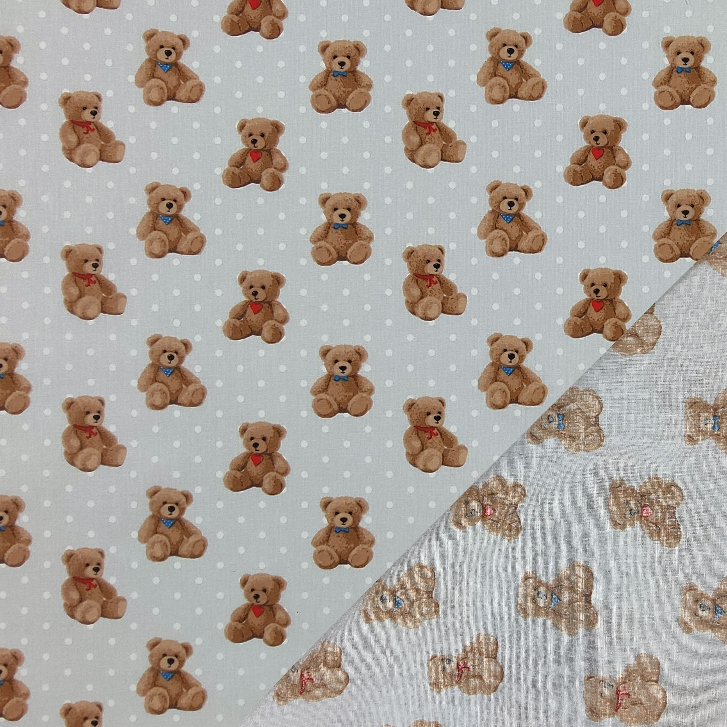 Baumwolle mit Polka Dot Bären Grauer Hintergrund