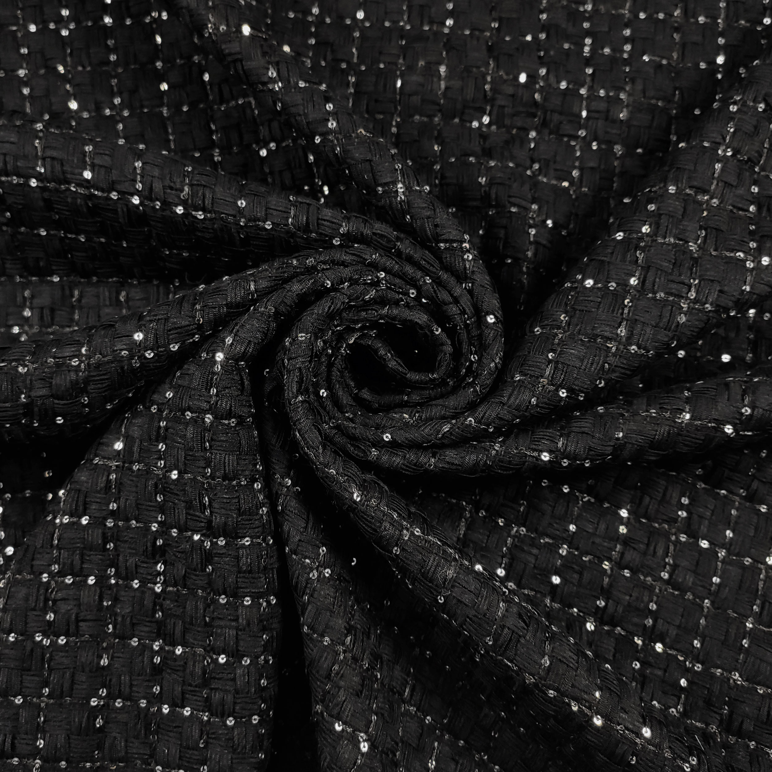 Jacquard de moda negro con micro lentejuelas Image