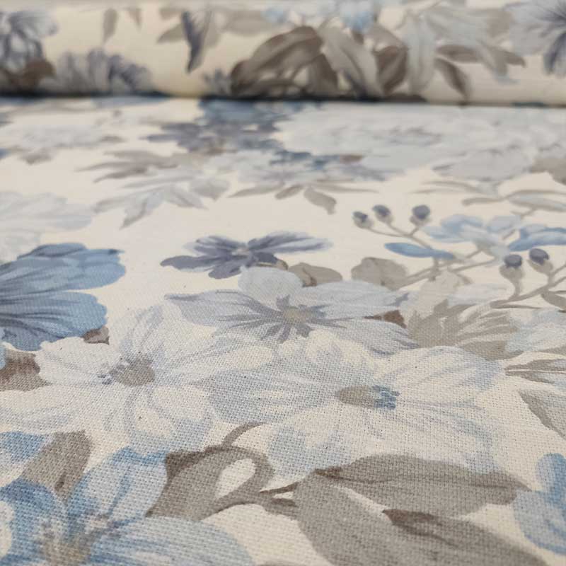 Tissu en coton mélangé Grande fleur bleue Image