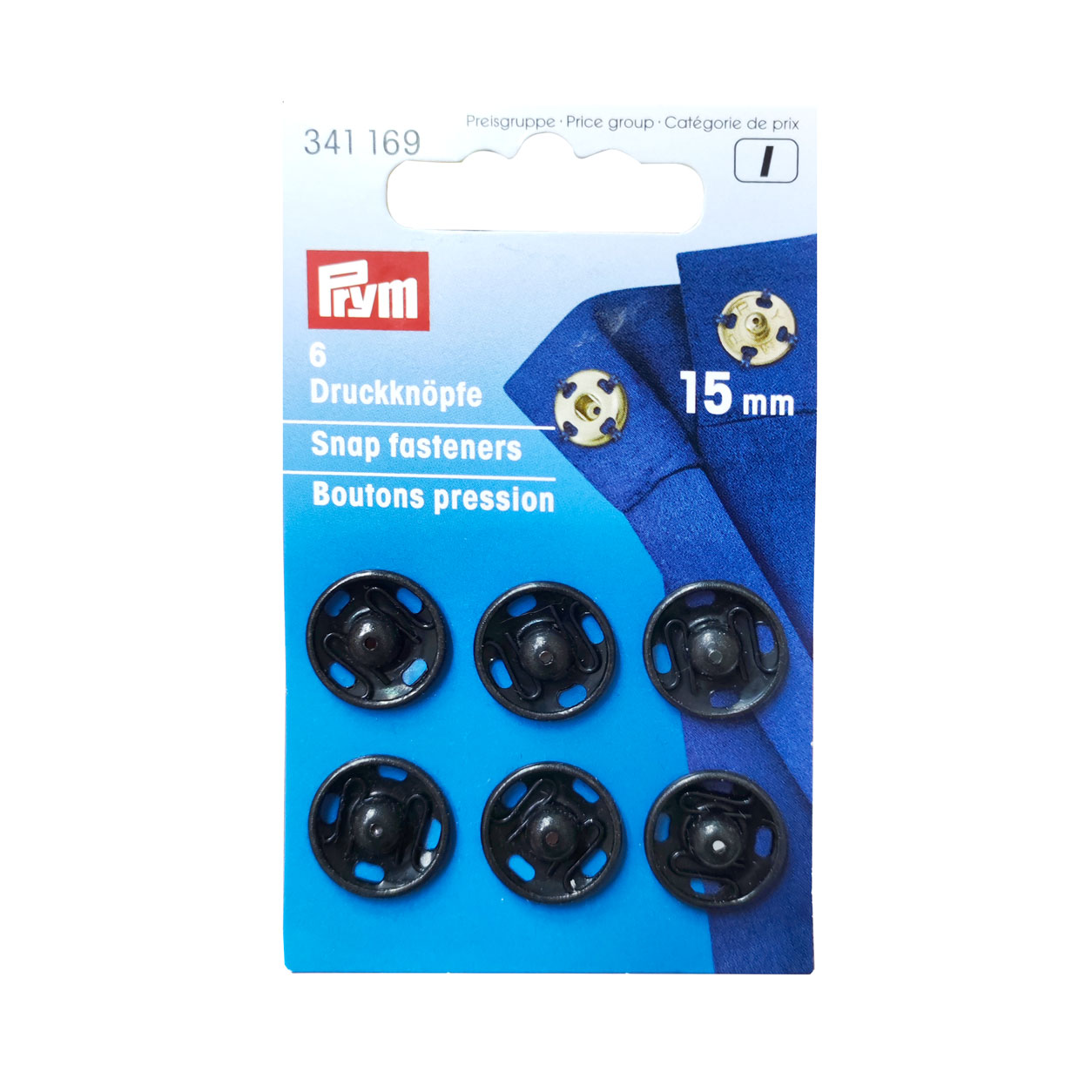 Prym Automatic Buttons 15 mm Black