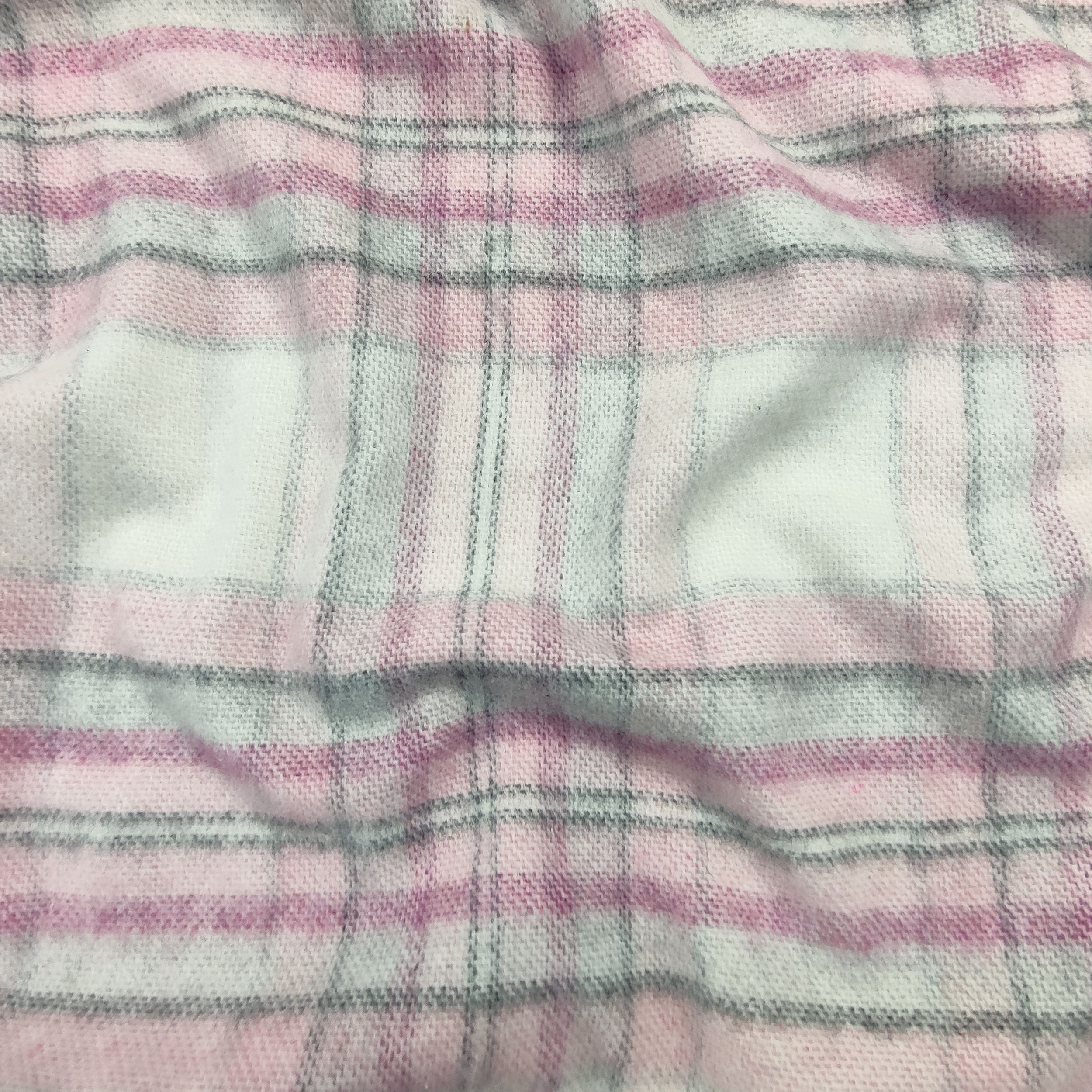 Tartan rose et blanc en coton mélangé lourd