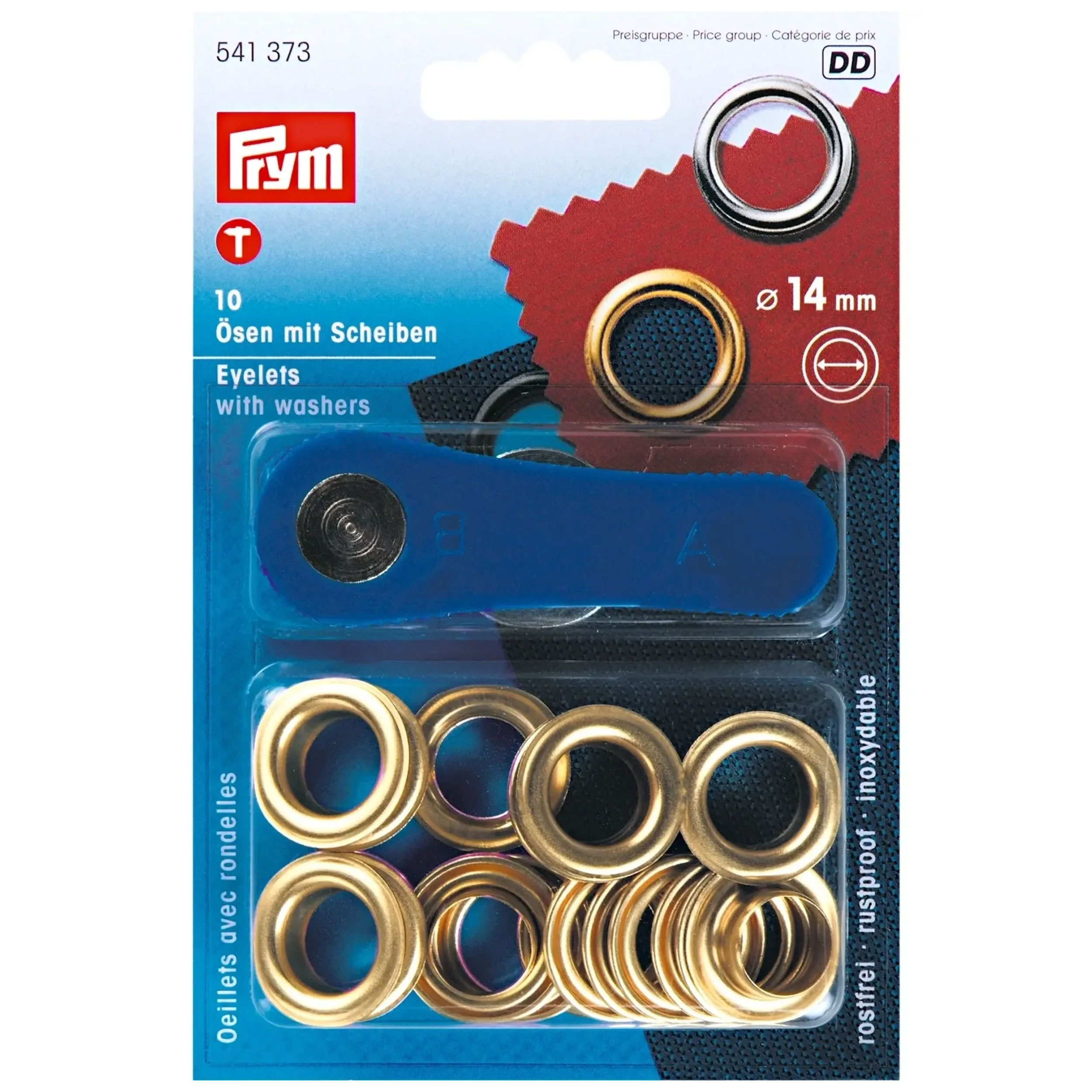 Ösen mit Unterlegscheiben Prym 14 mm Gold