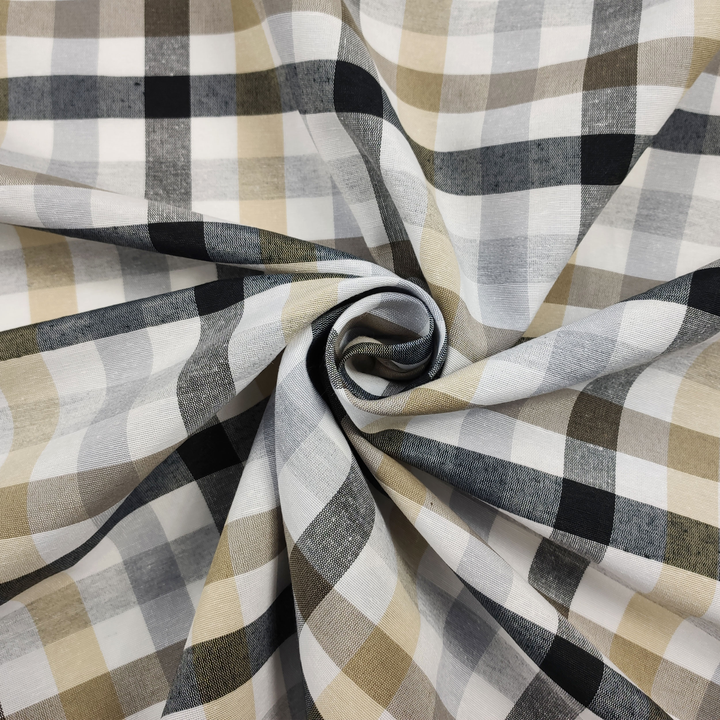 Nappe à carreaux gris beige Tissu teinté dans la masse