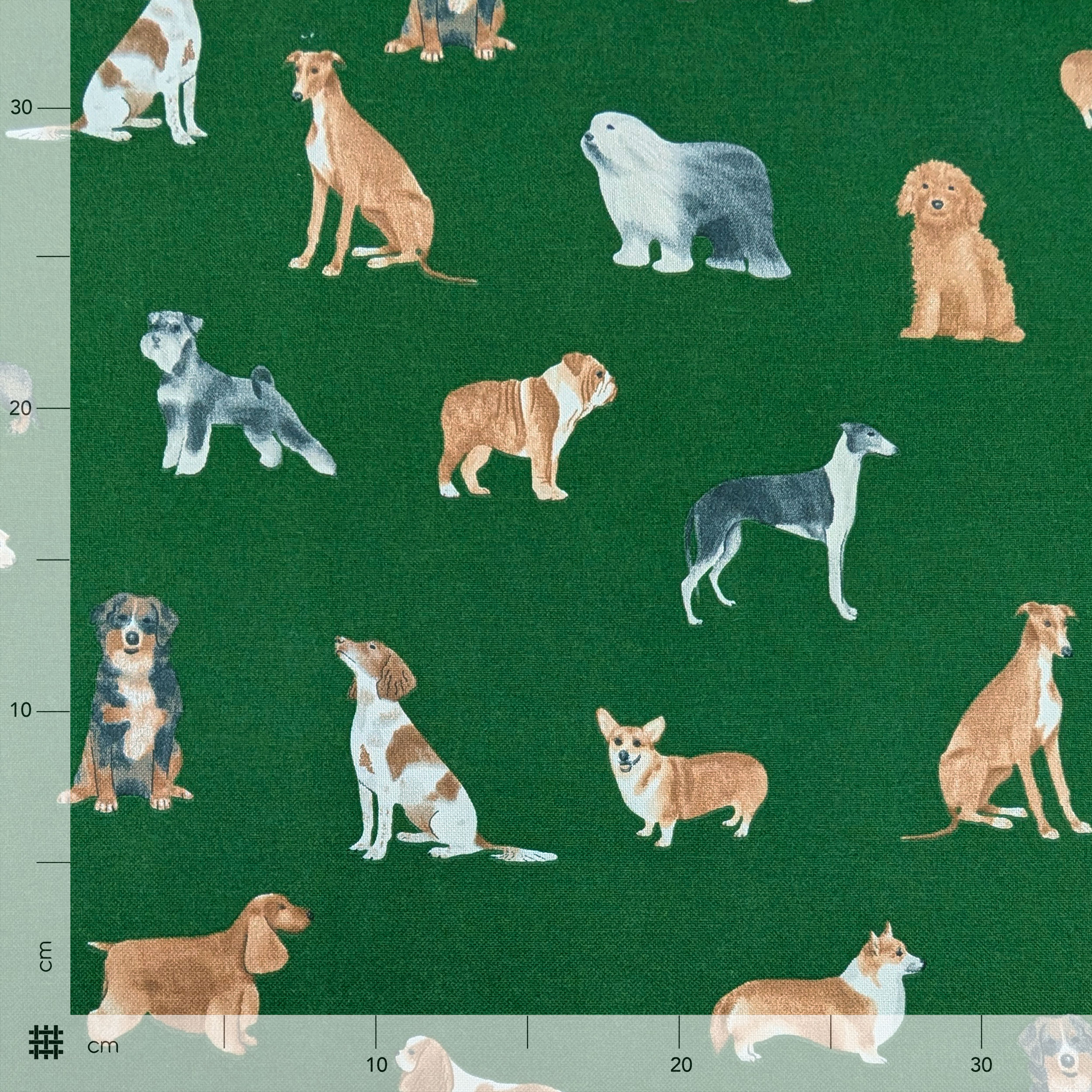 Panama Fabric Dogs Green Background Image