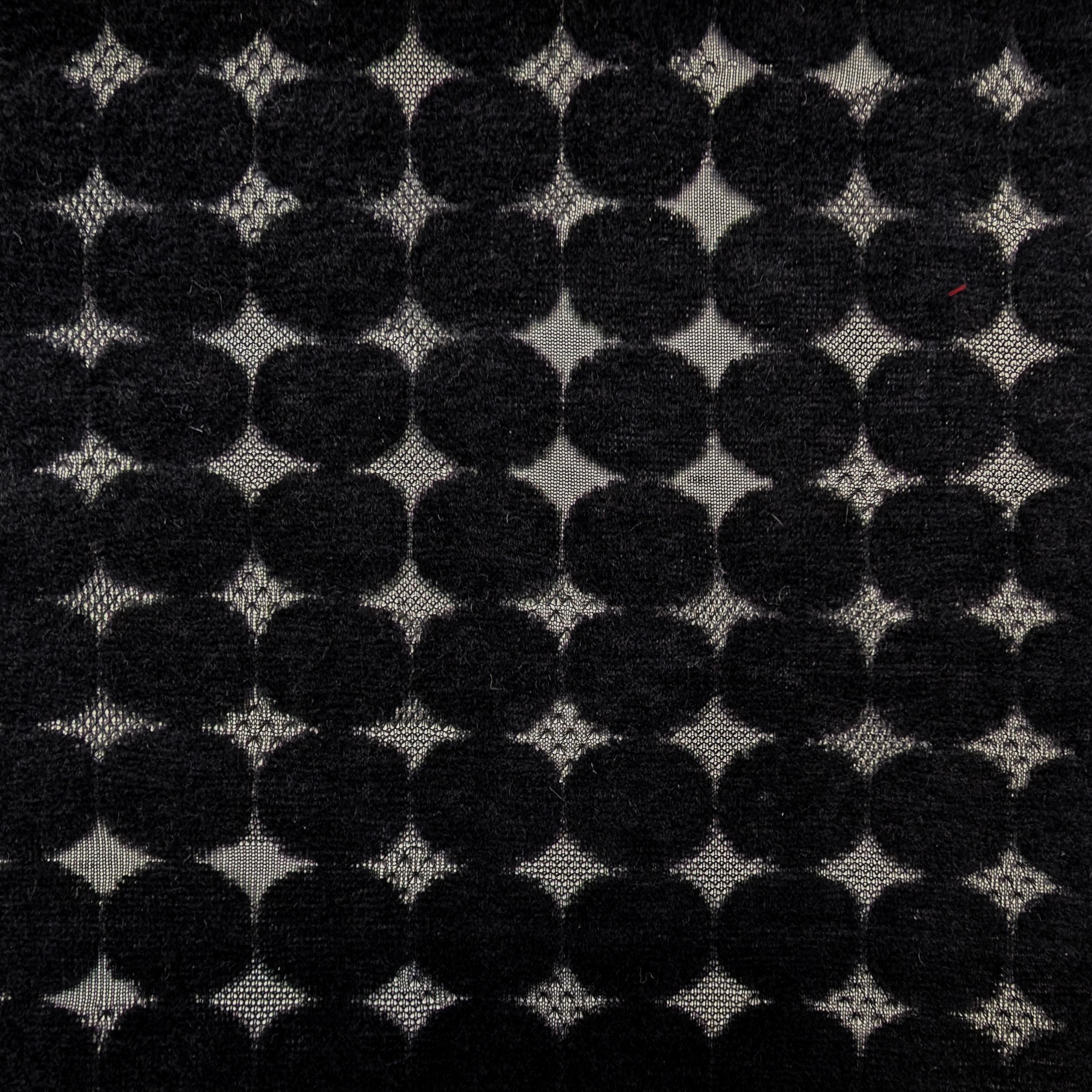 Bi-elastic Wool Blend Black Flocked Polka Dot Image