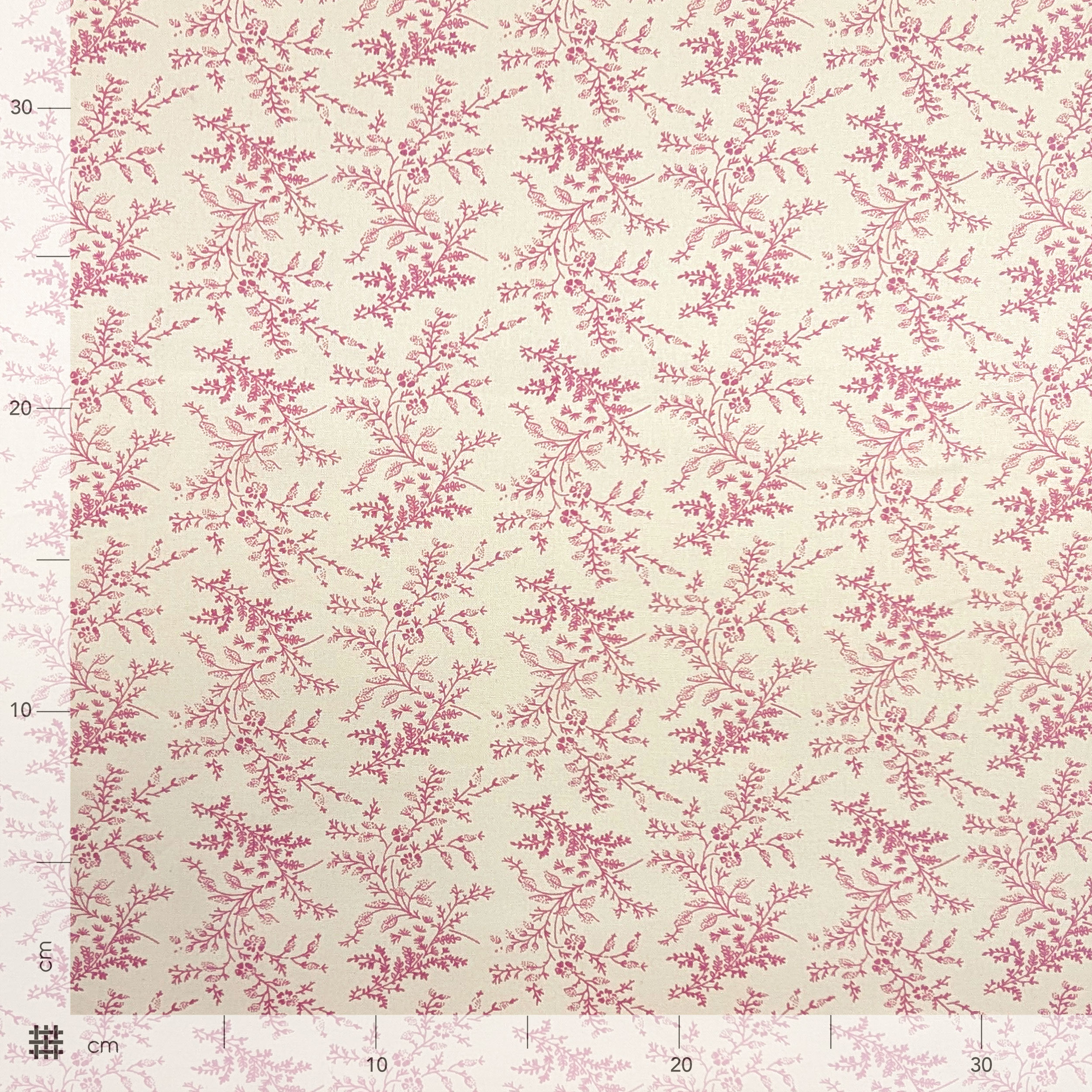 Vintage-print cotton poplin with pink branches and flowers Image