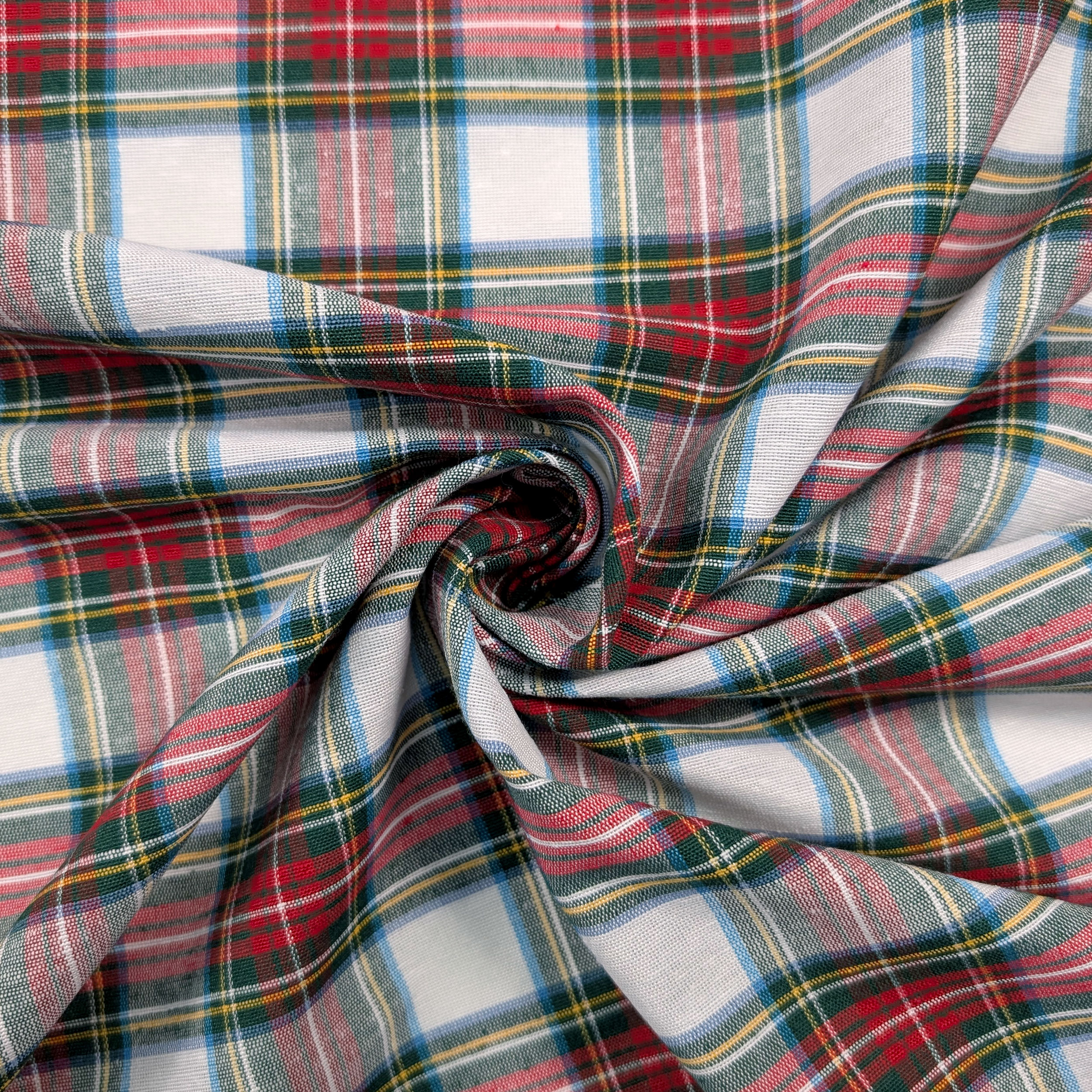 Medium White and Red Tartan Fabric Image