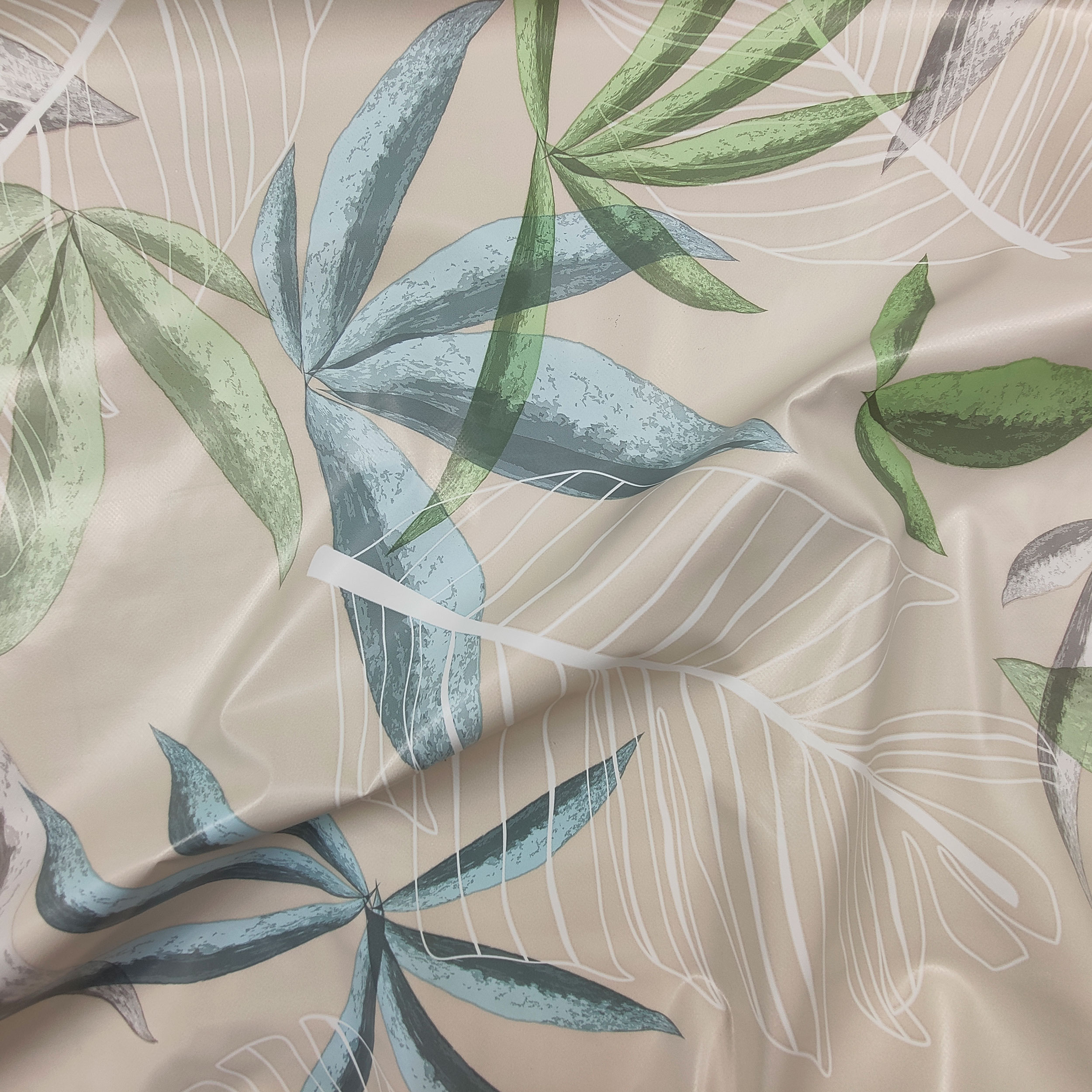 Cut-out Laminated Tablecloth Leaves Background Beige 290x140 cm Image