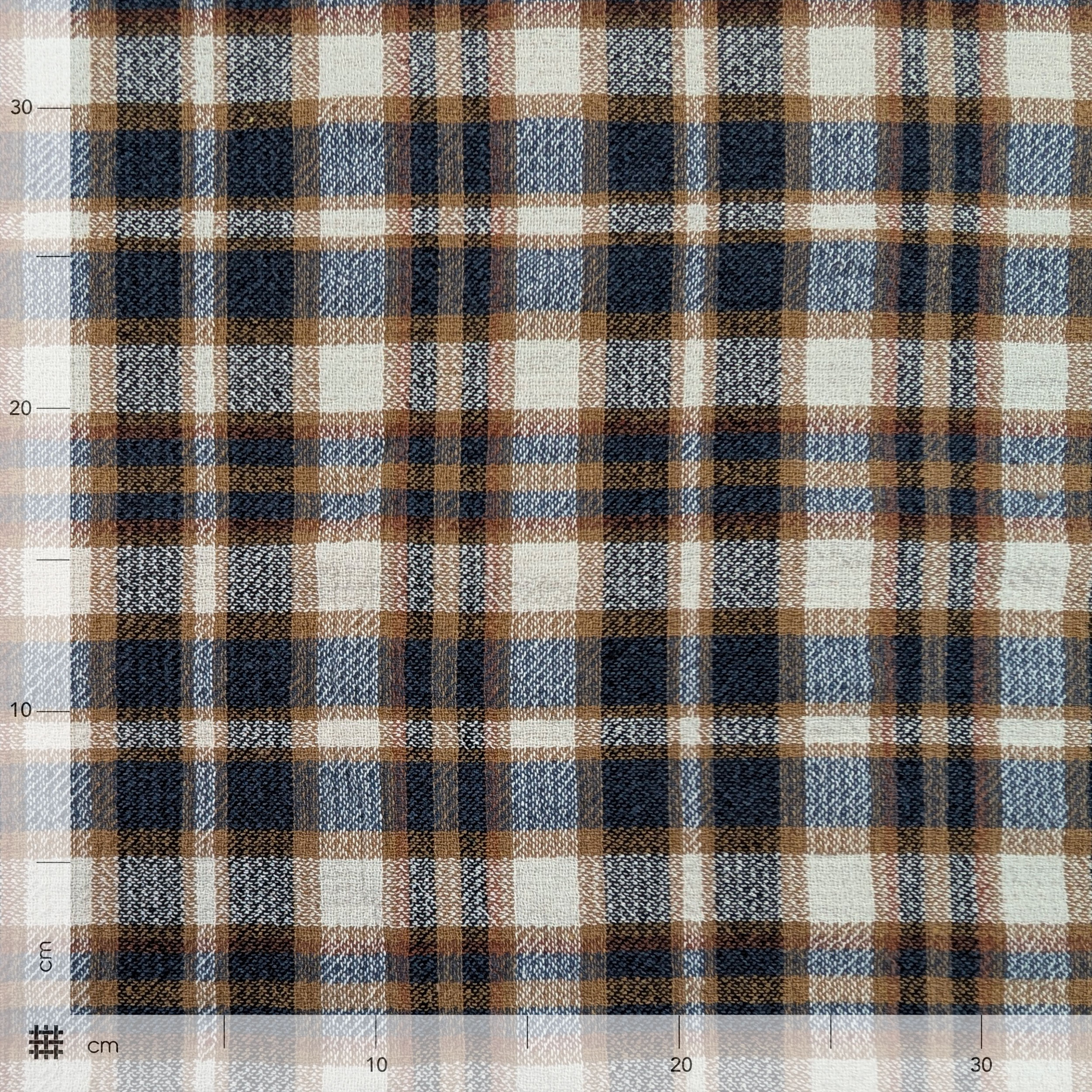 Beige and Blue Tartan Tweed Image