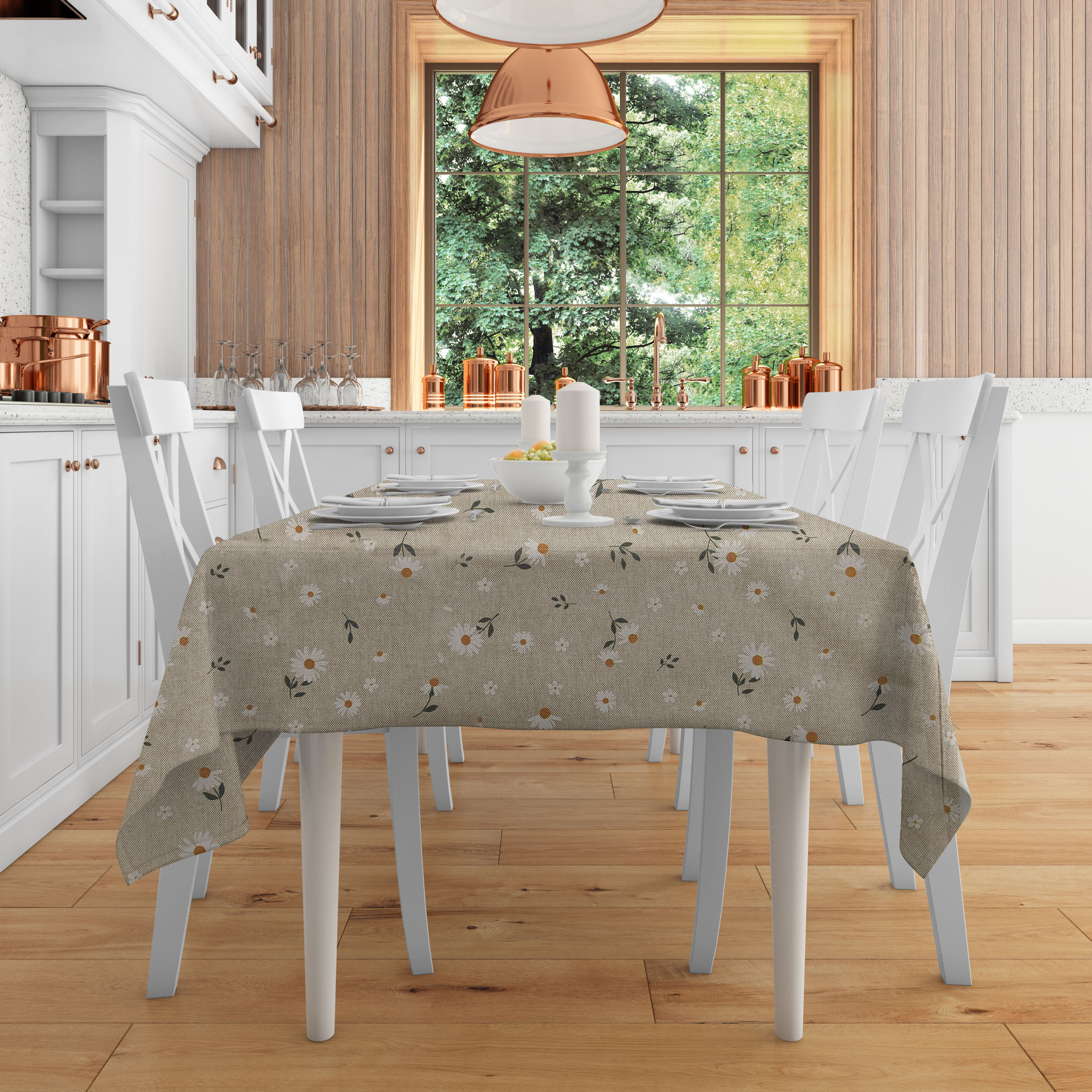 Drapierte Tischdecke Gänseblümchen