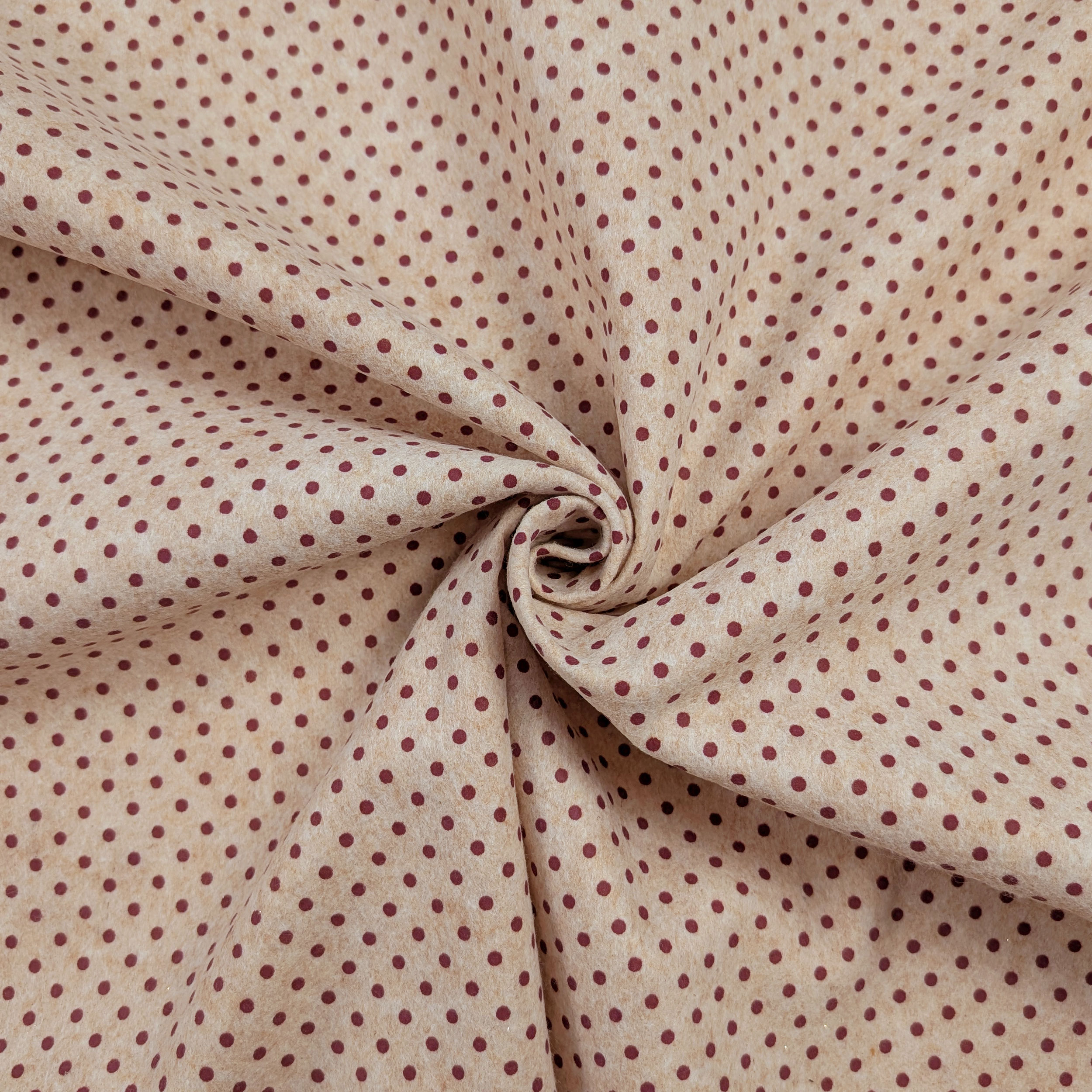 Soft Thin Felt - Burgundy Small Dots Image