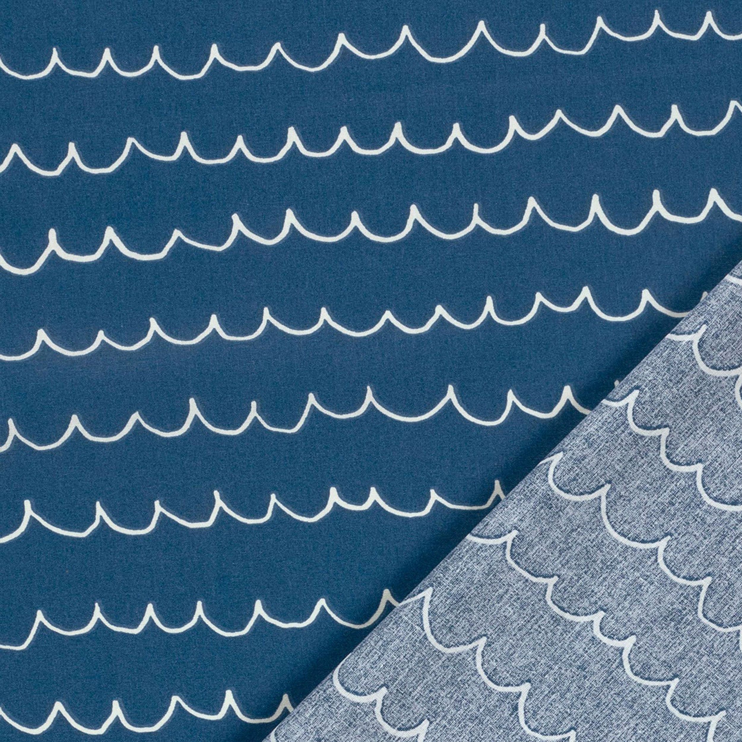 Popeline de coton bleu Vagues de la mer Image