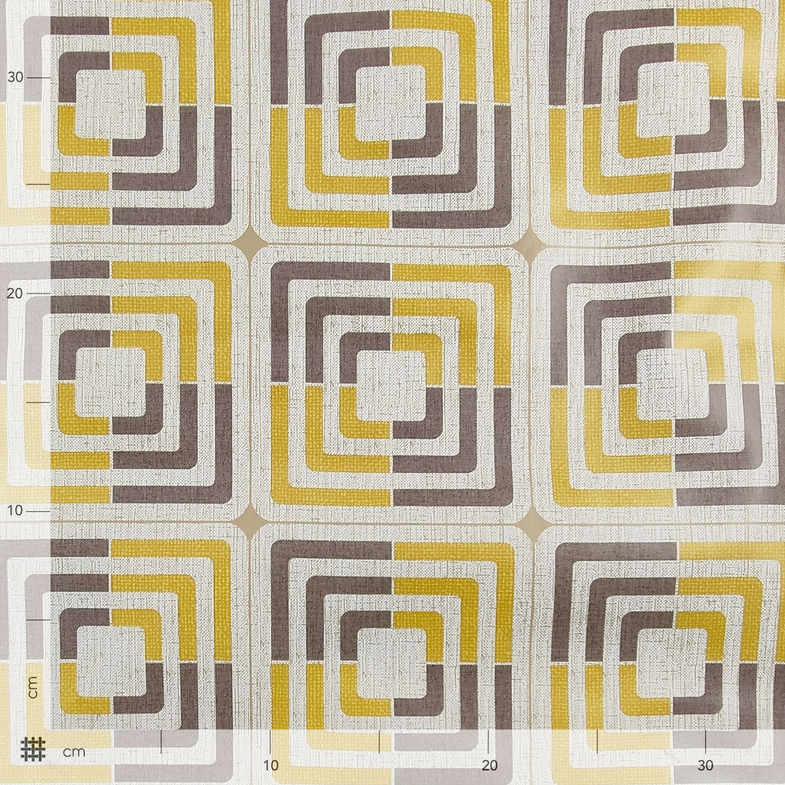 Fabric for Yellow and Brown Geometry Plasticised Tablecloth