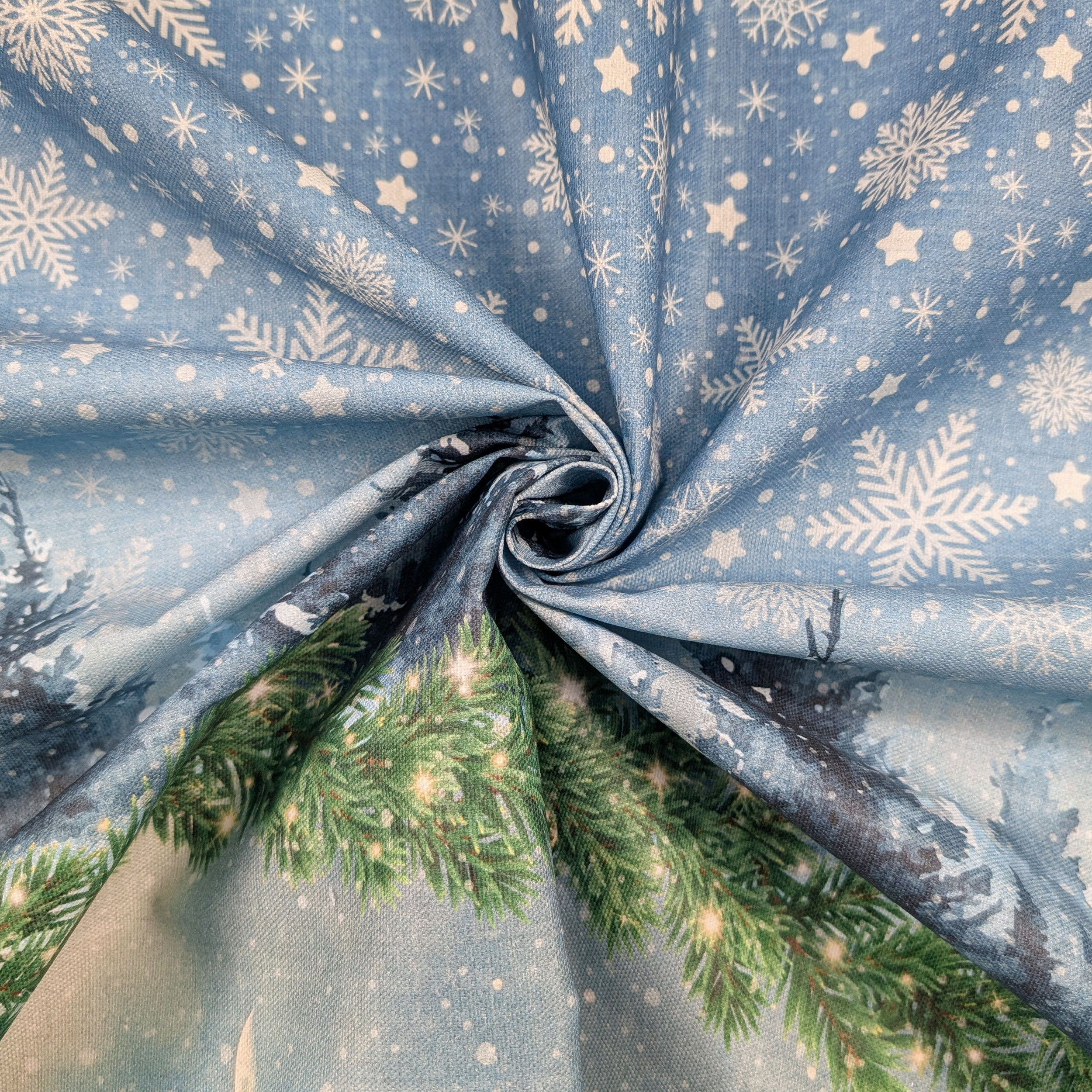 Fabric for Resin Tablecloth with Santa's Sleigh Border Image
