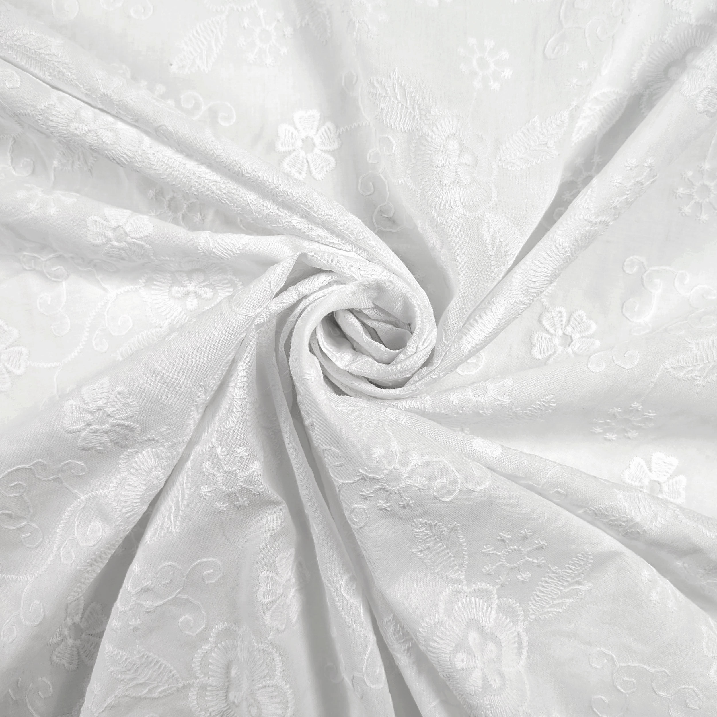 Cutout Sangallo Cotton White Double Smerlo Fiorellini 130x130 cm Image