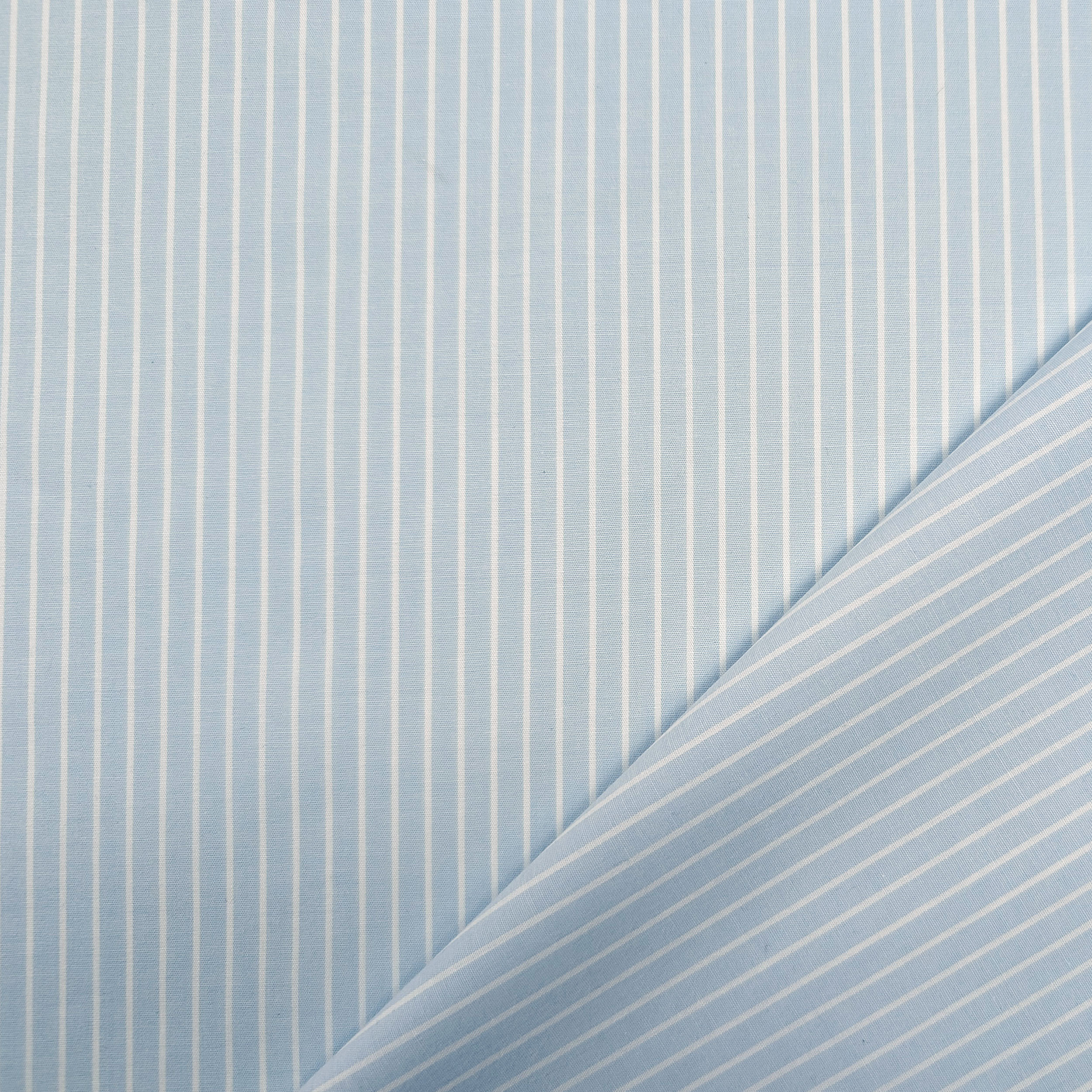 Stretch Cotton for Shirts Light Blue White Stripes Image