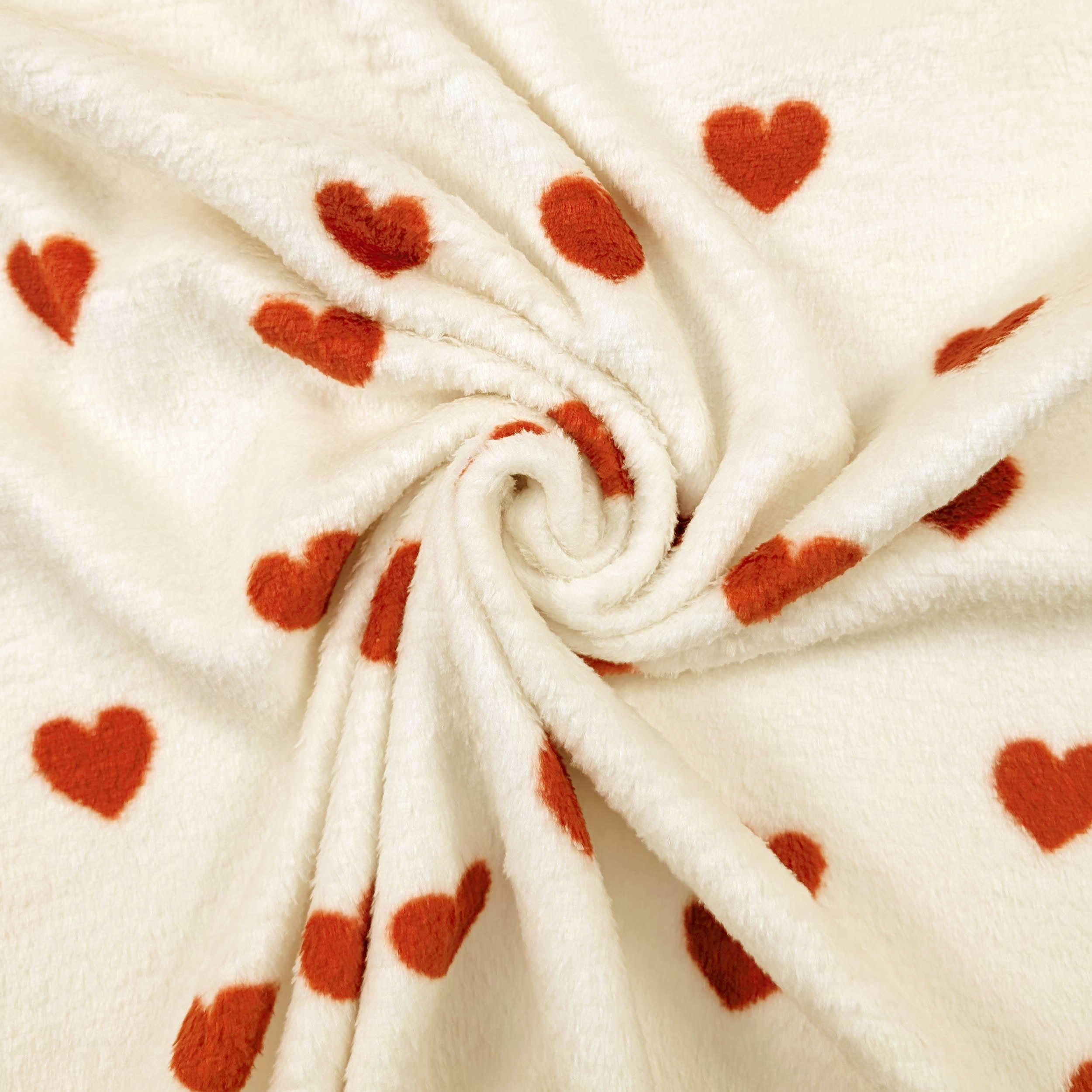 Cashmere Fleece Red Hearts White Background Image