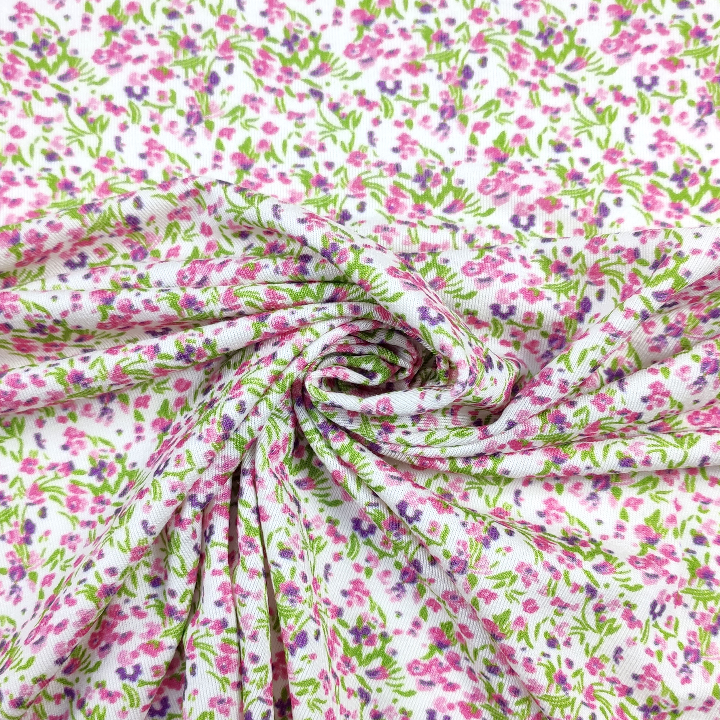 Bielastic Jersey Flores Rosas y Moradas