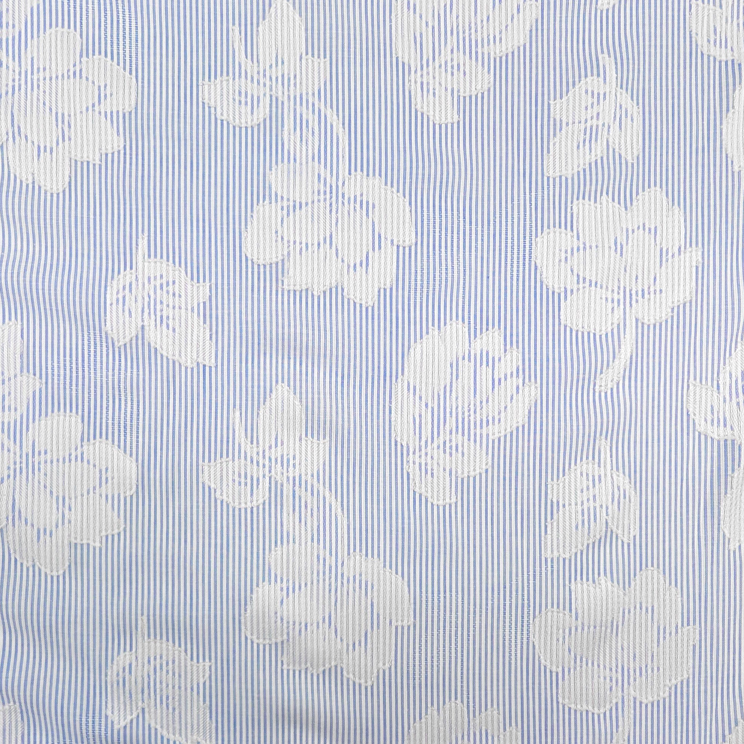 Cotton Thin Stripes and Flocked Flowers Image