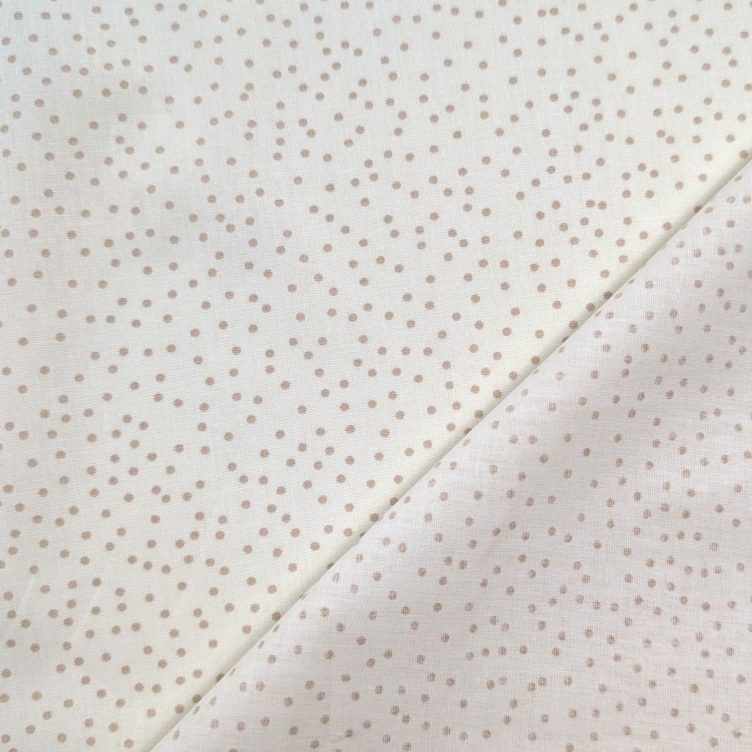 Popeline coton blanc à pois gris colombe
