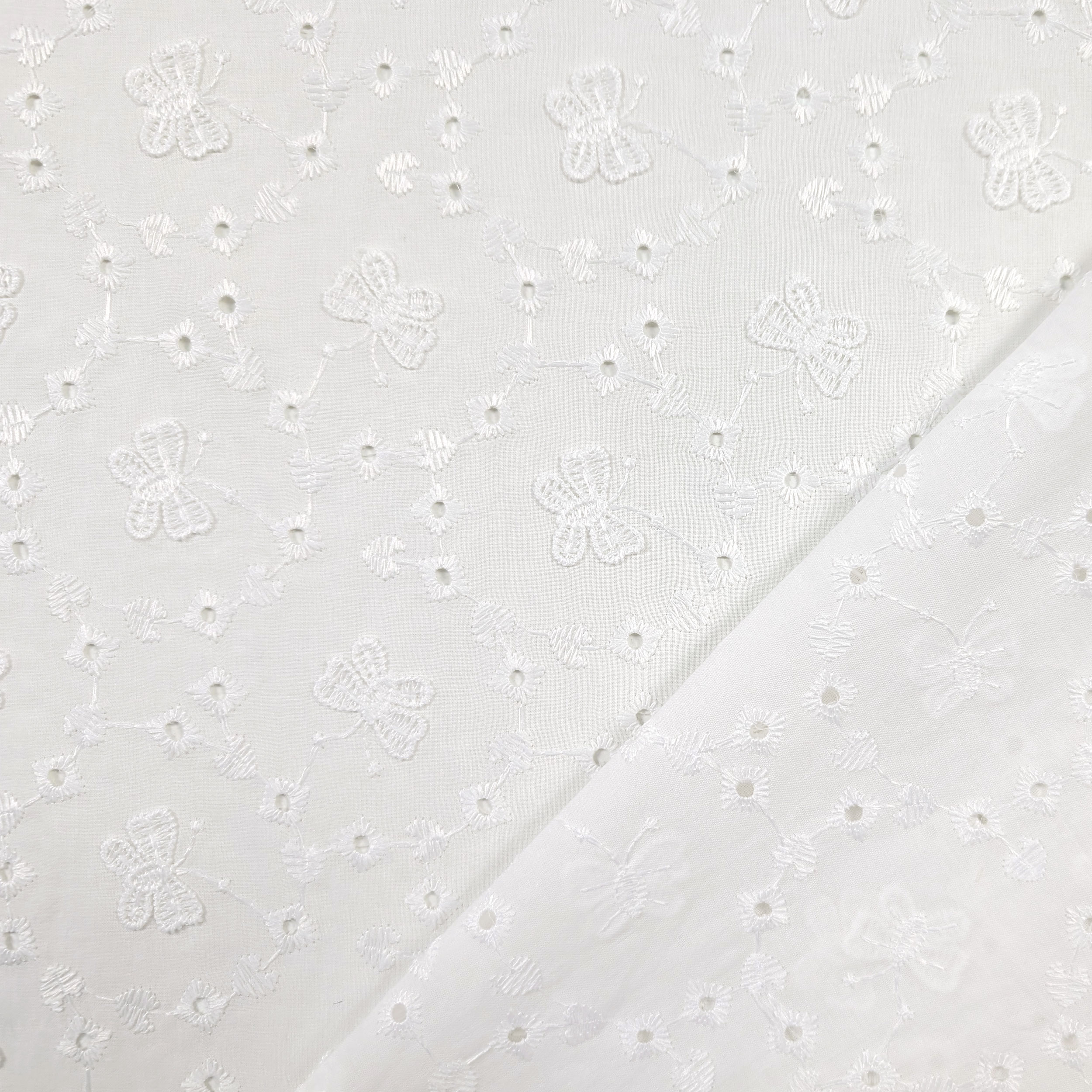 Sangallo Cotton Scalloped Embossed Butterflies Image