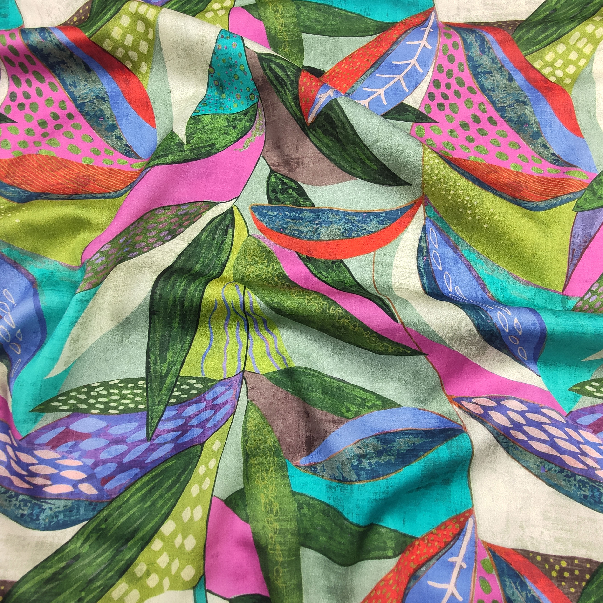 Abstract Fantasy Multicolour Cotton Satin