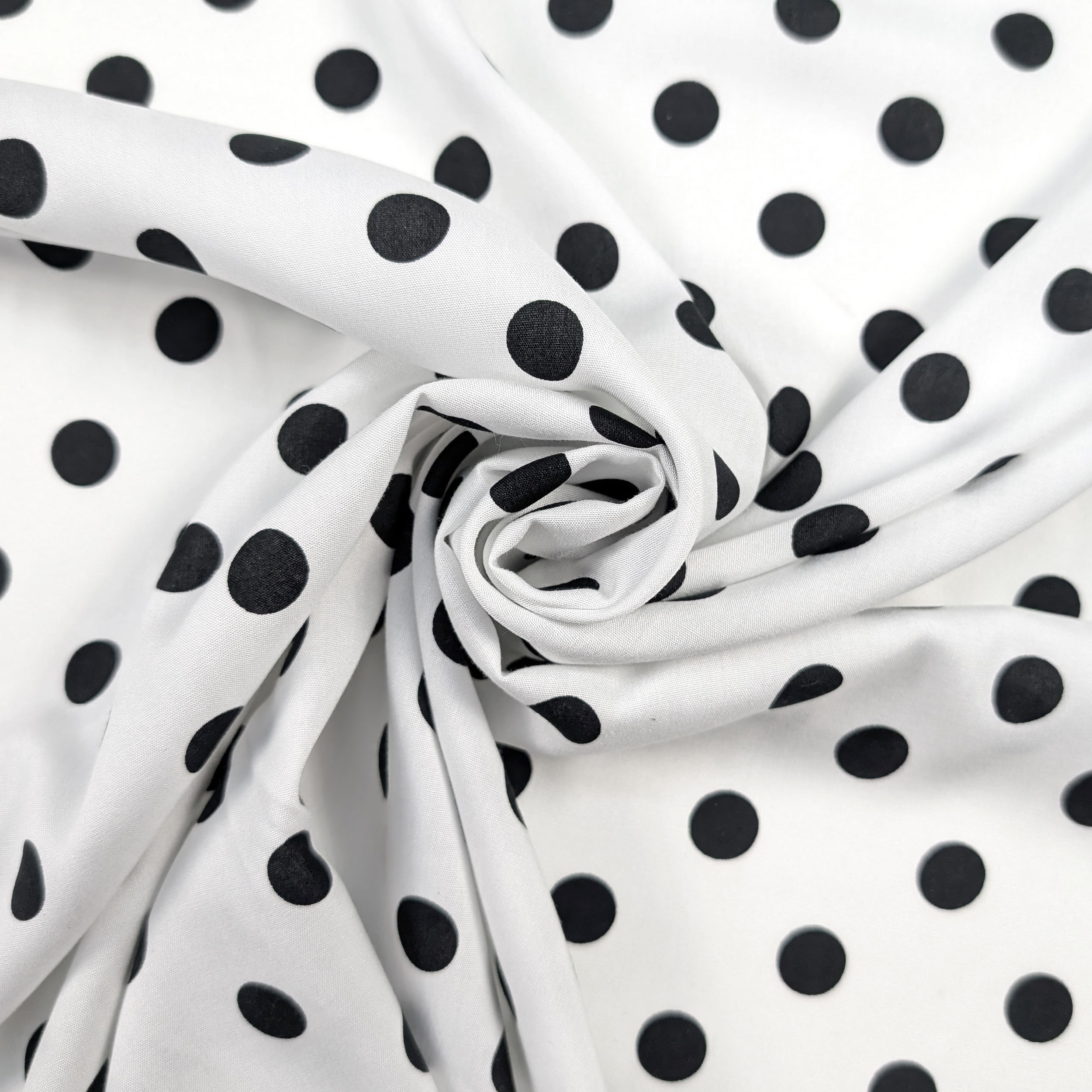 Viscose Black Polka Dots White Background Image