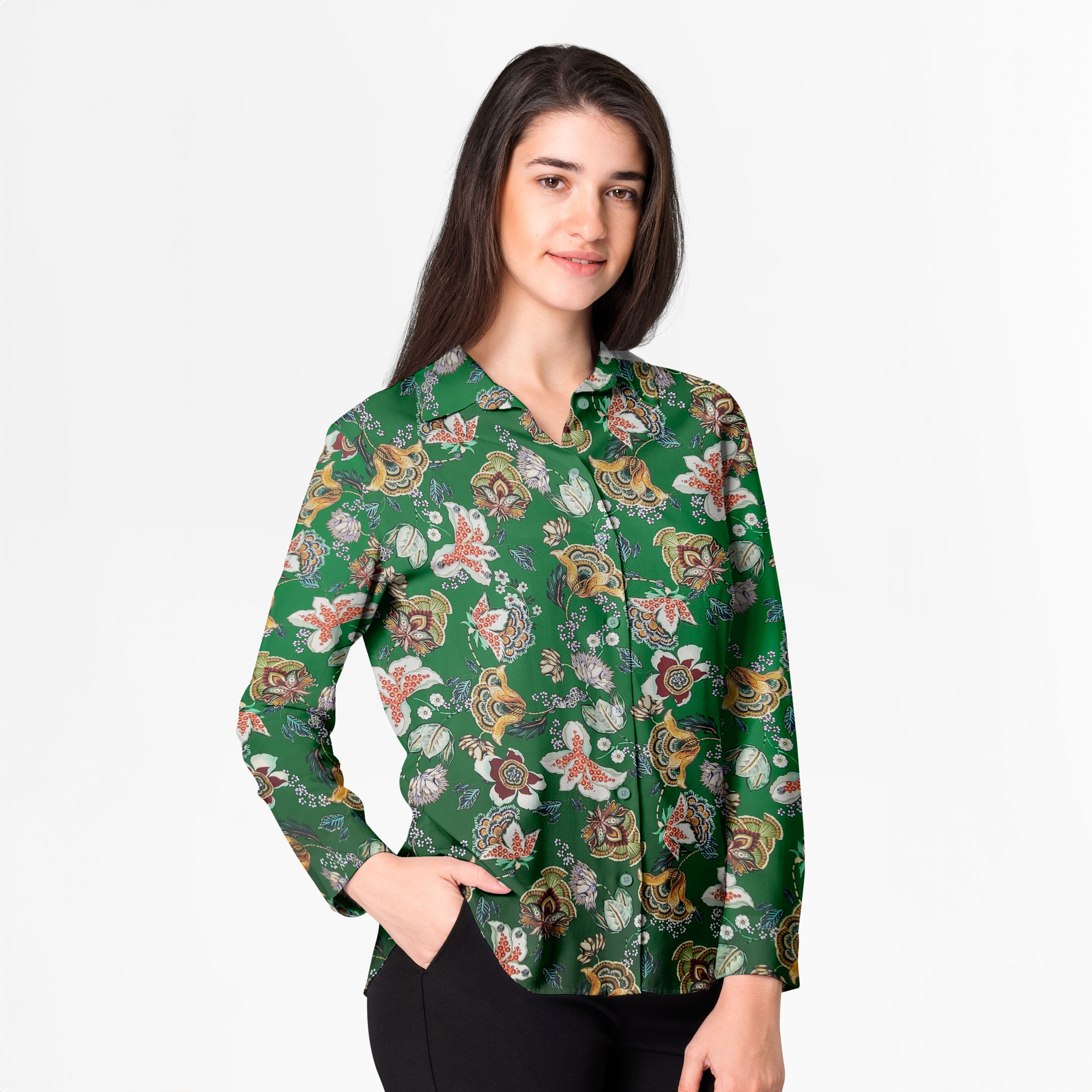 Ensemble de satin Cady Flower Abstract Fashion Image