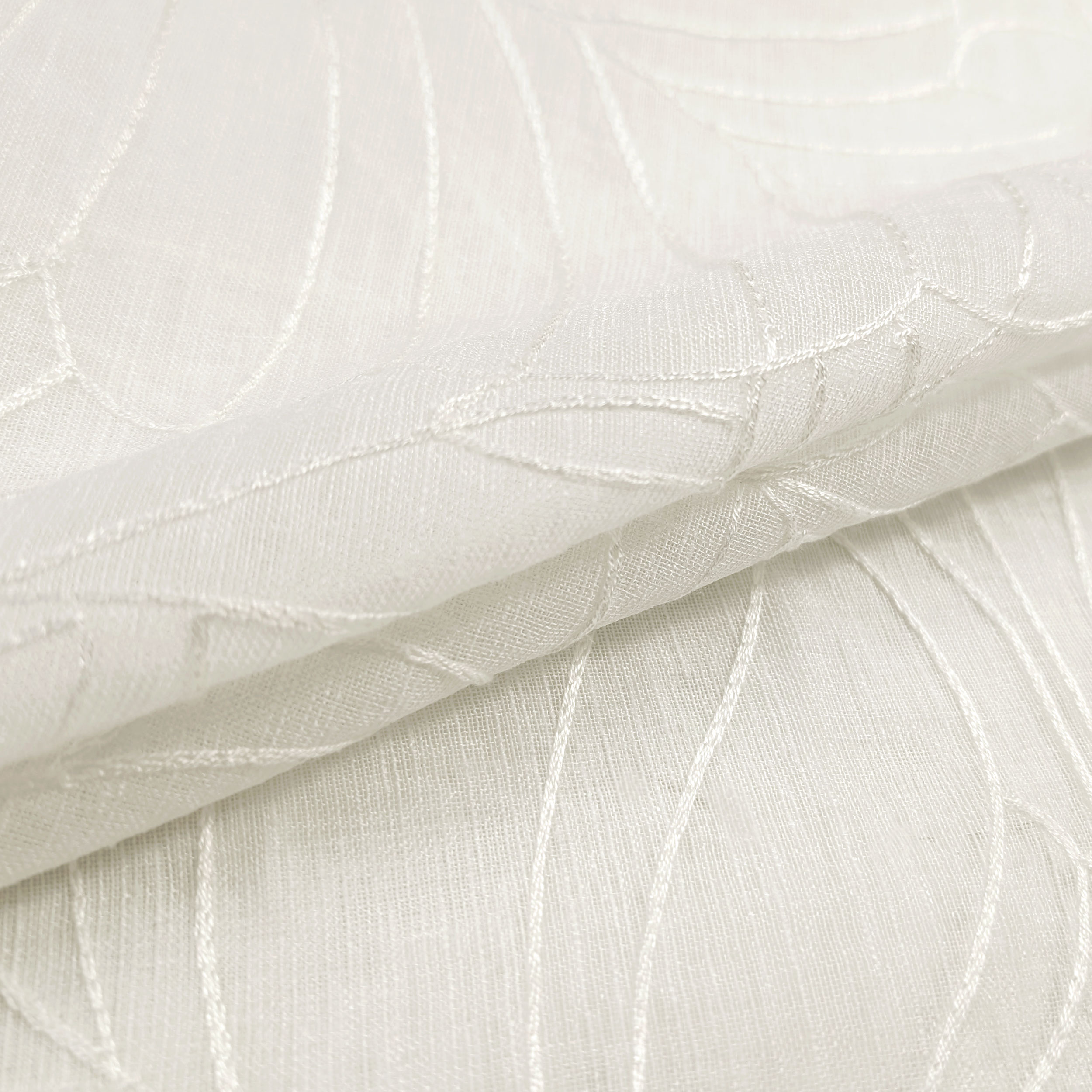 Abstract White Floral Curtain Fabric Image