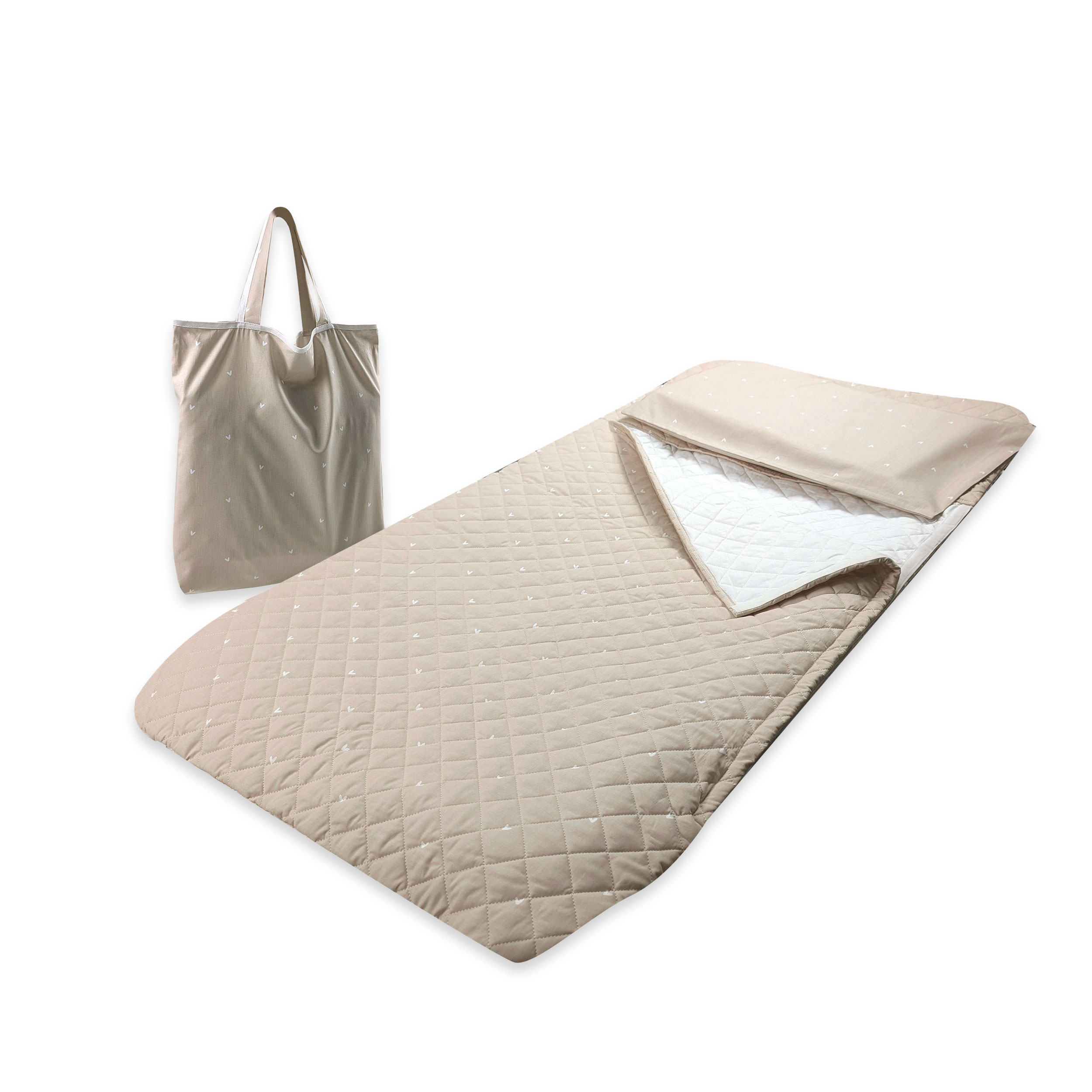Sleeping Bag Hearts Background Beige Image
