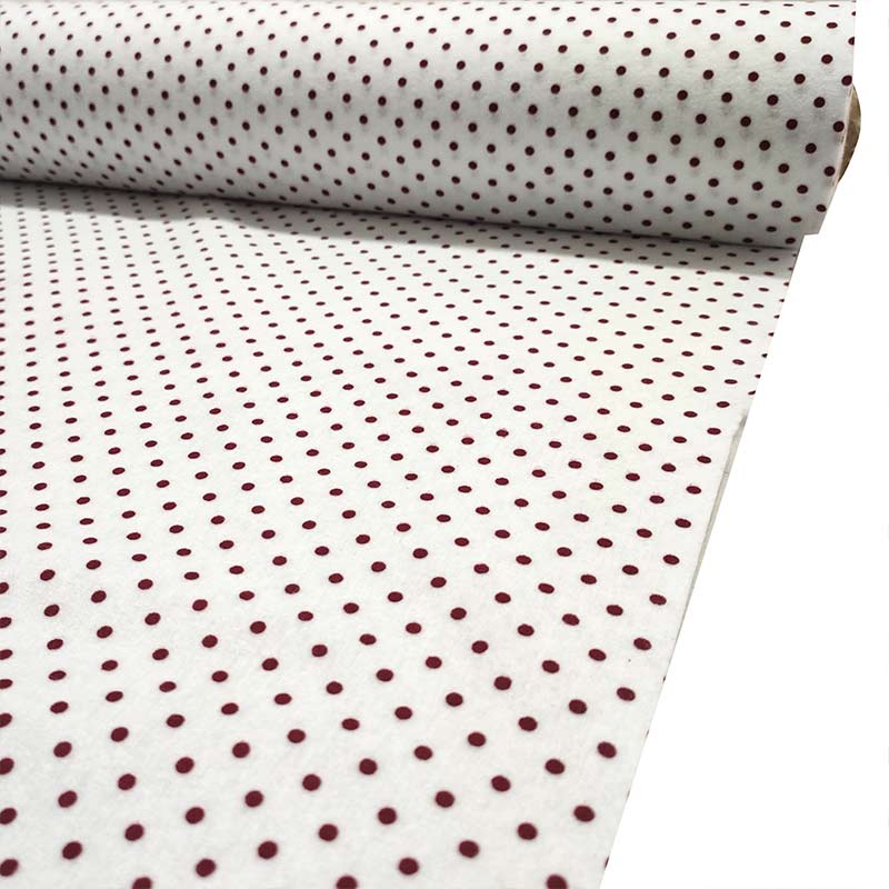 Soft Thin Felt - Burgundy Small Dots Image