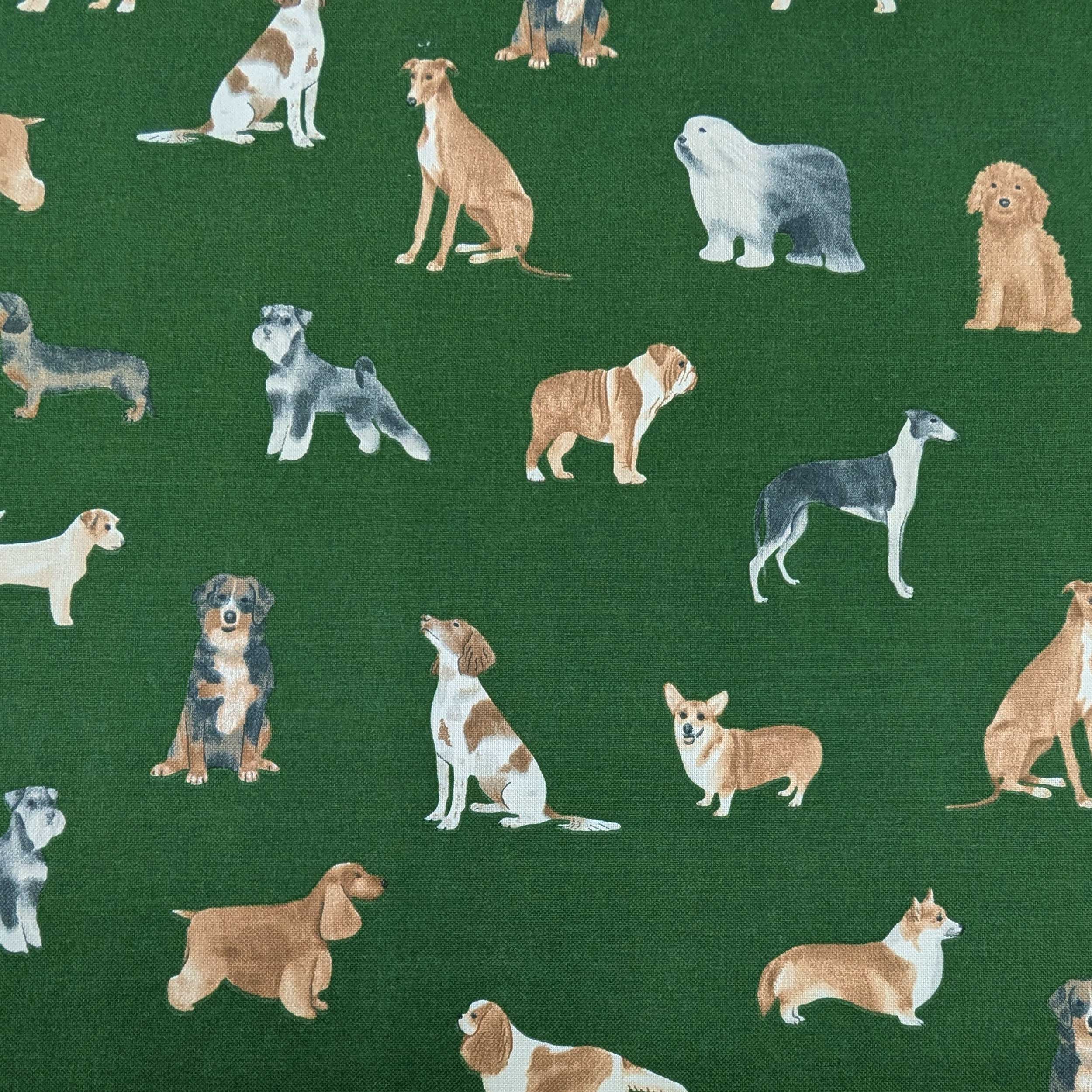 Panama Fabric Dogs Green Background Image