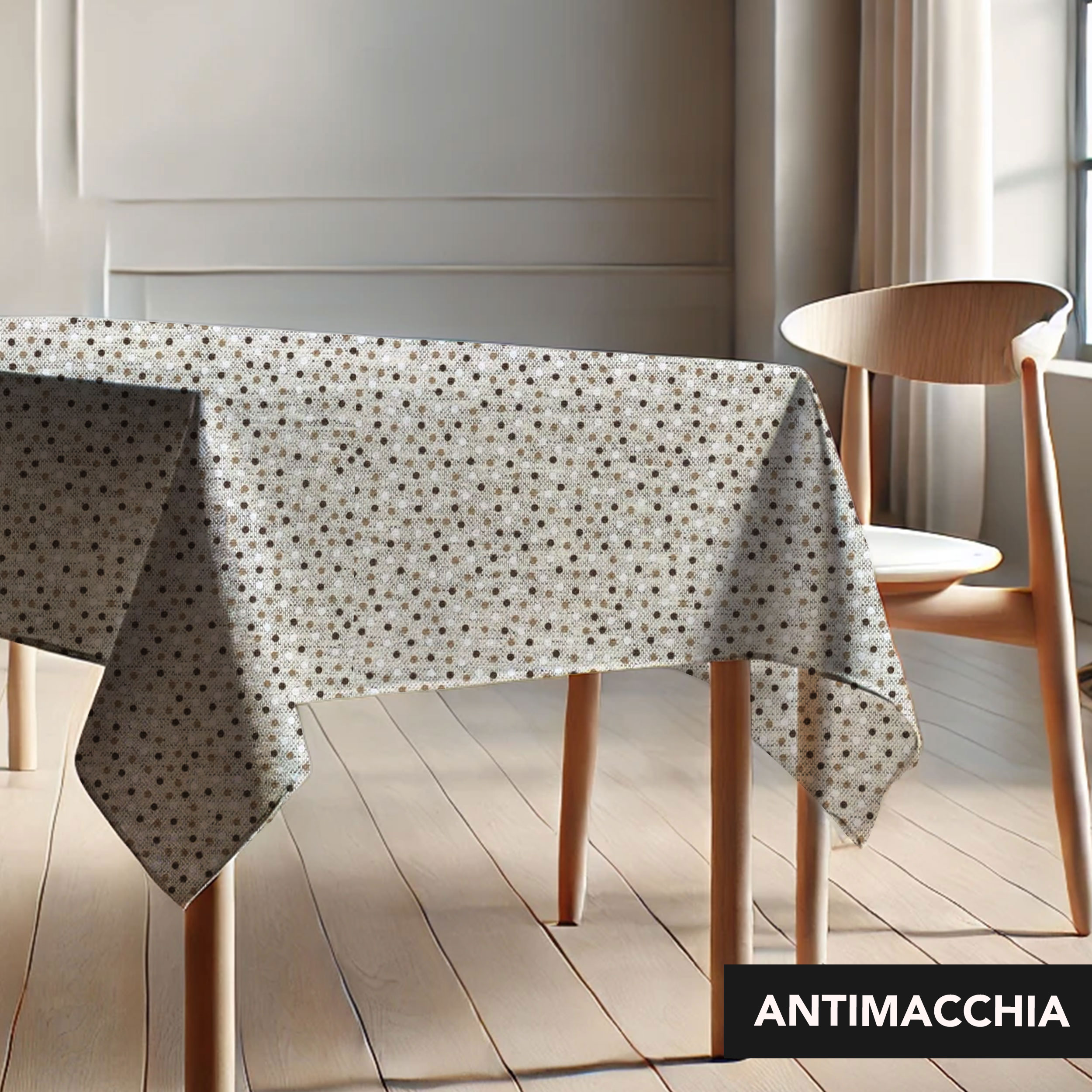 Tischtuch Harz verpackt kleine weiße und braune Polka Dots