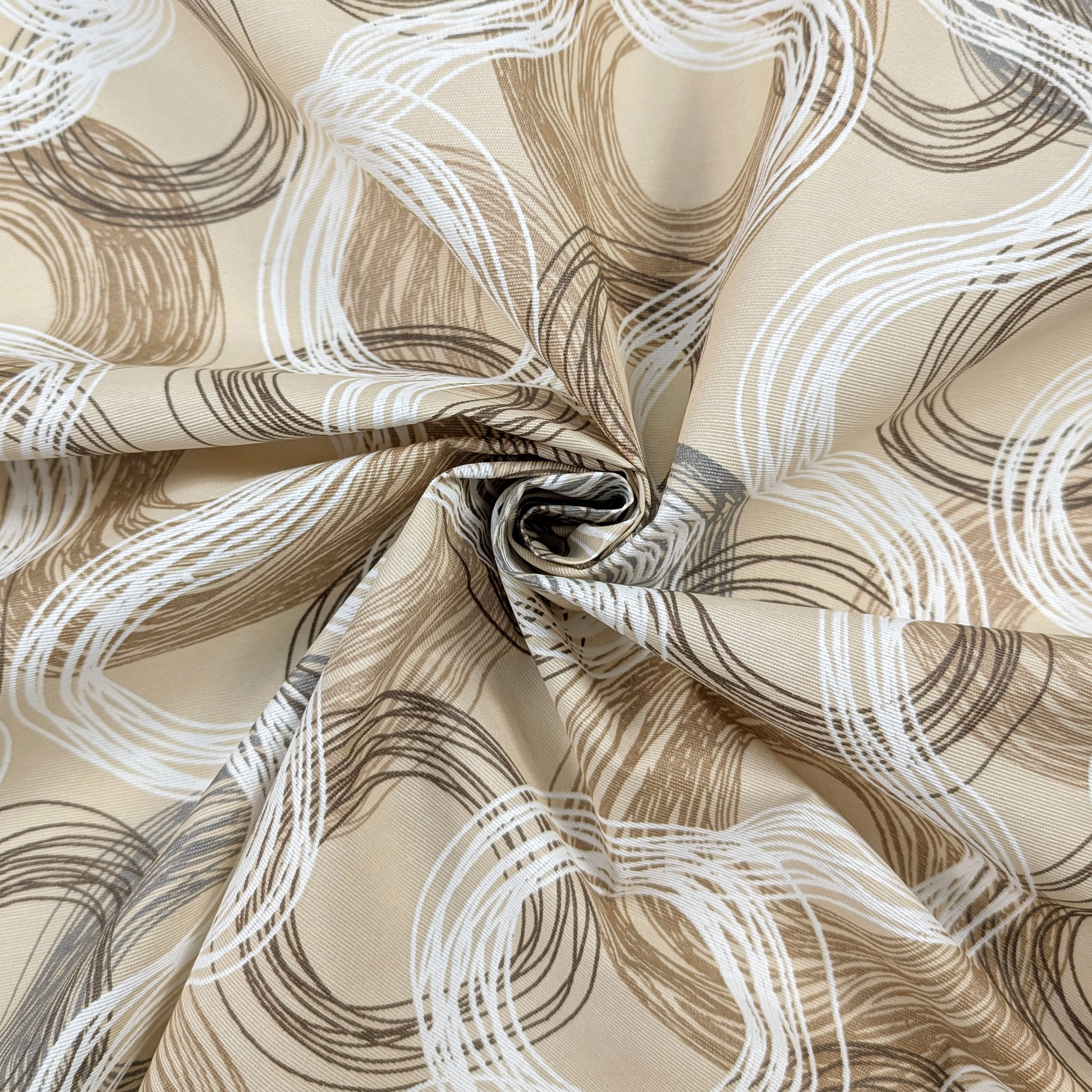 Fabric for Resin Tablecloth Abstract Circles Beige Image
