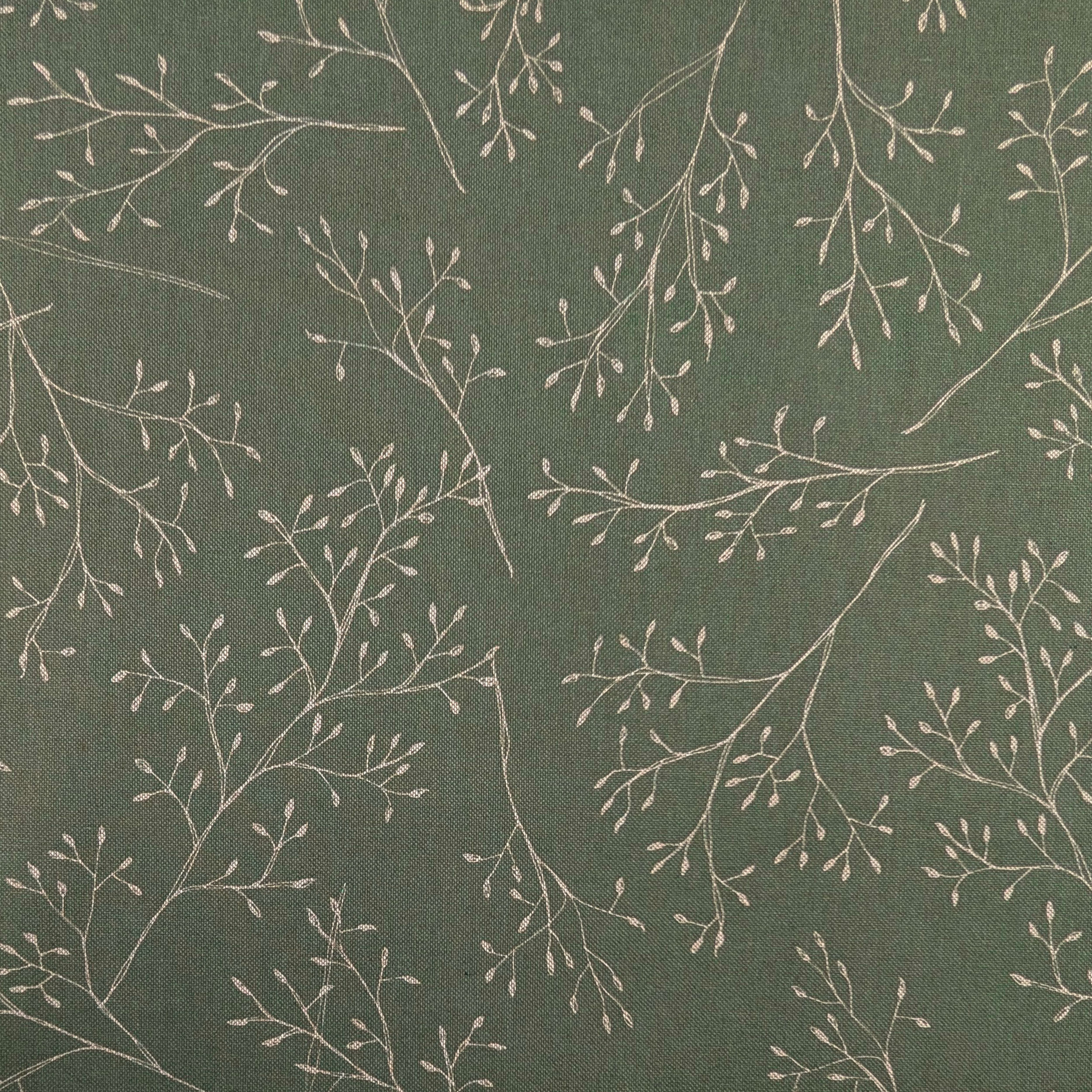 Panama Fabric Branches Green Background Image