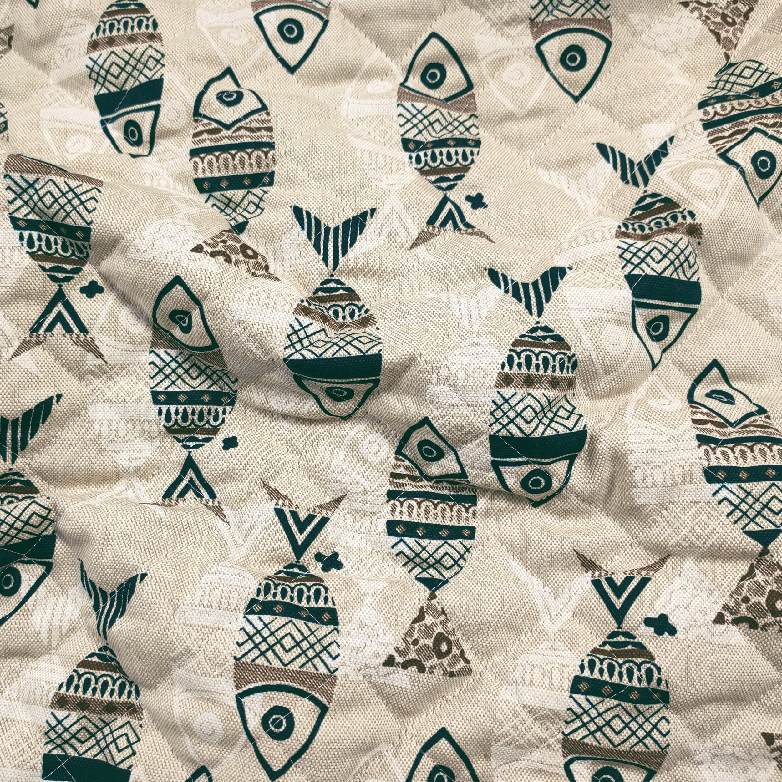Quilted Fabric Fish Background Beige