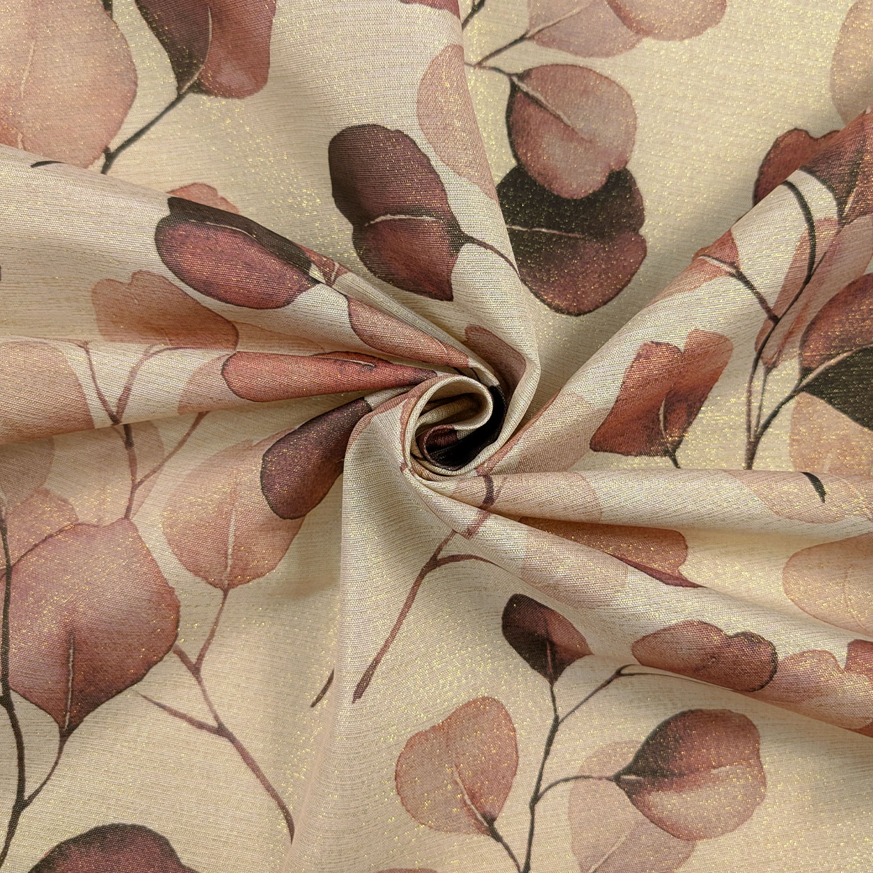 Soft Resin-Coated Lurex Leaf Tablecloth Fabric Image