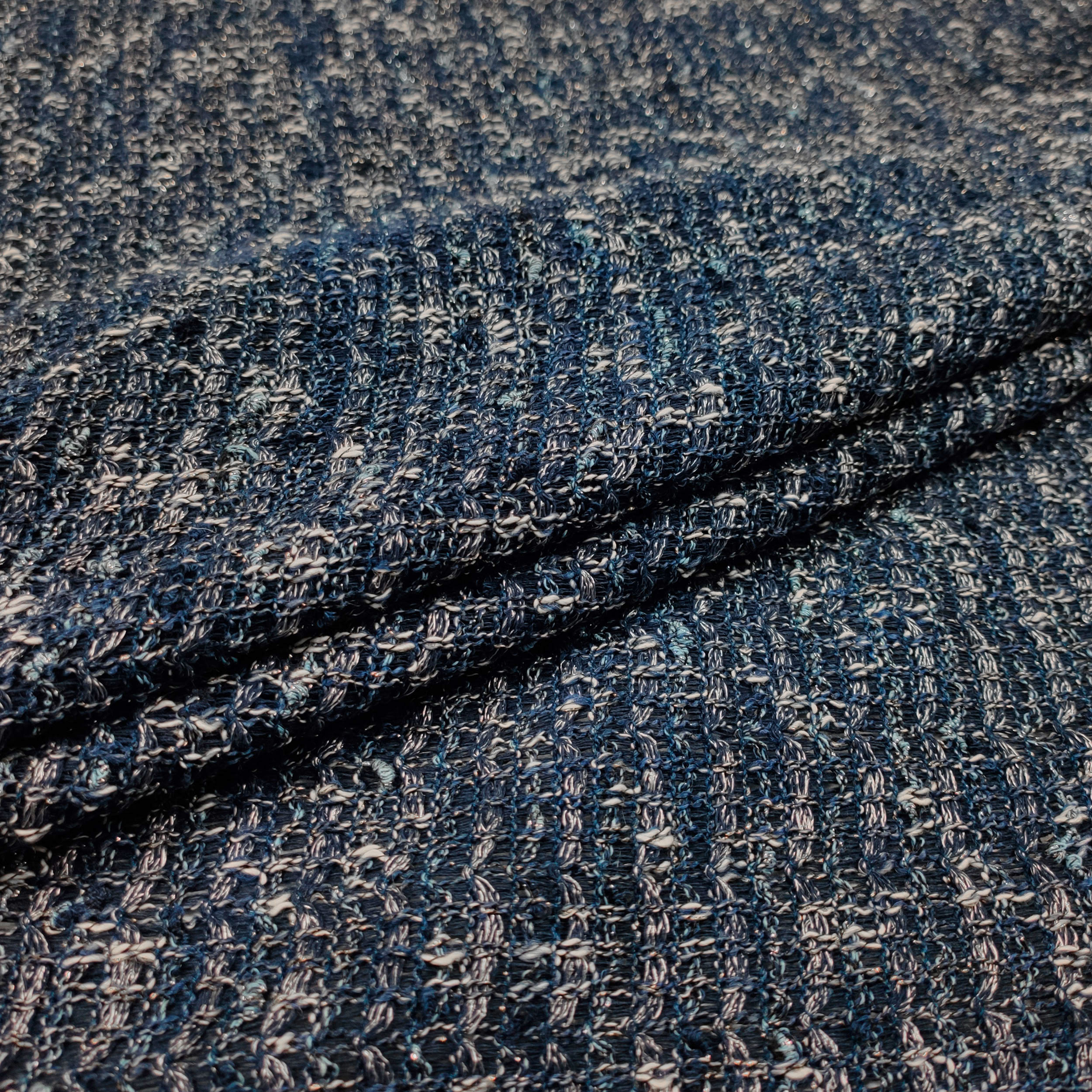 Tissu Tweed Lurex bleu mélangé Image