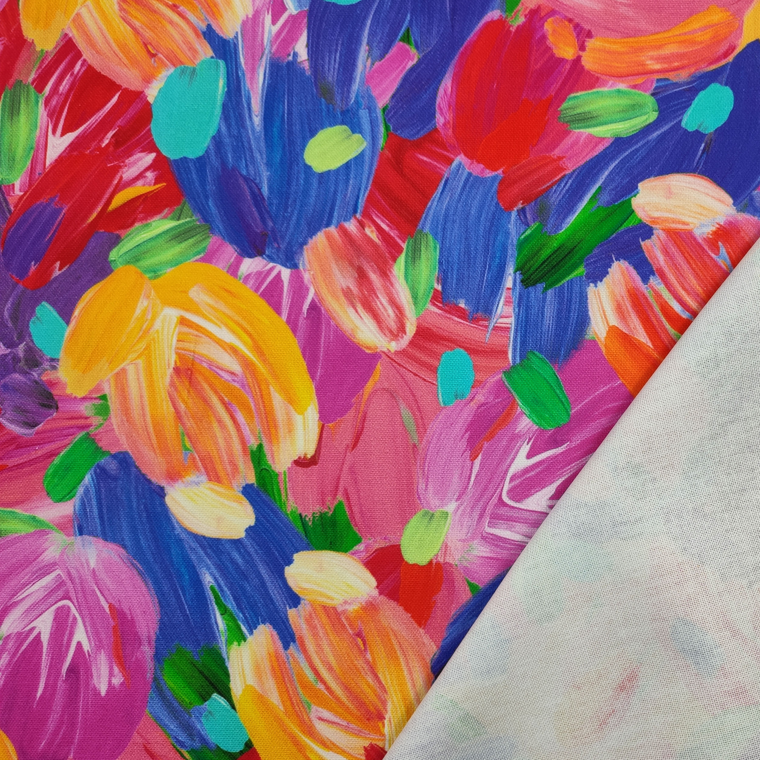 Tela de algodón de Panamá Tulipanes pintados